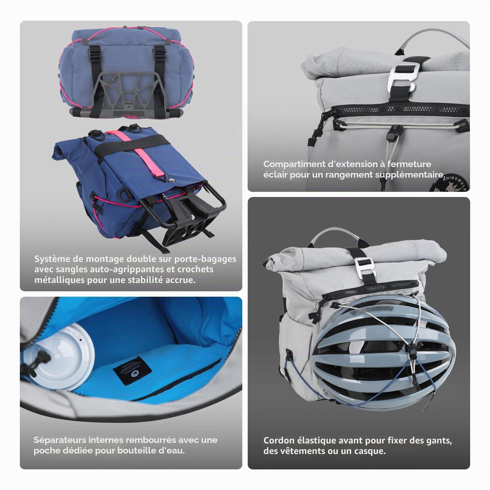 Rhinowalk Sacoche de Guidon de vélo à libération Rapide - pour vélo Pliant Brompton - avec bandoulière