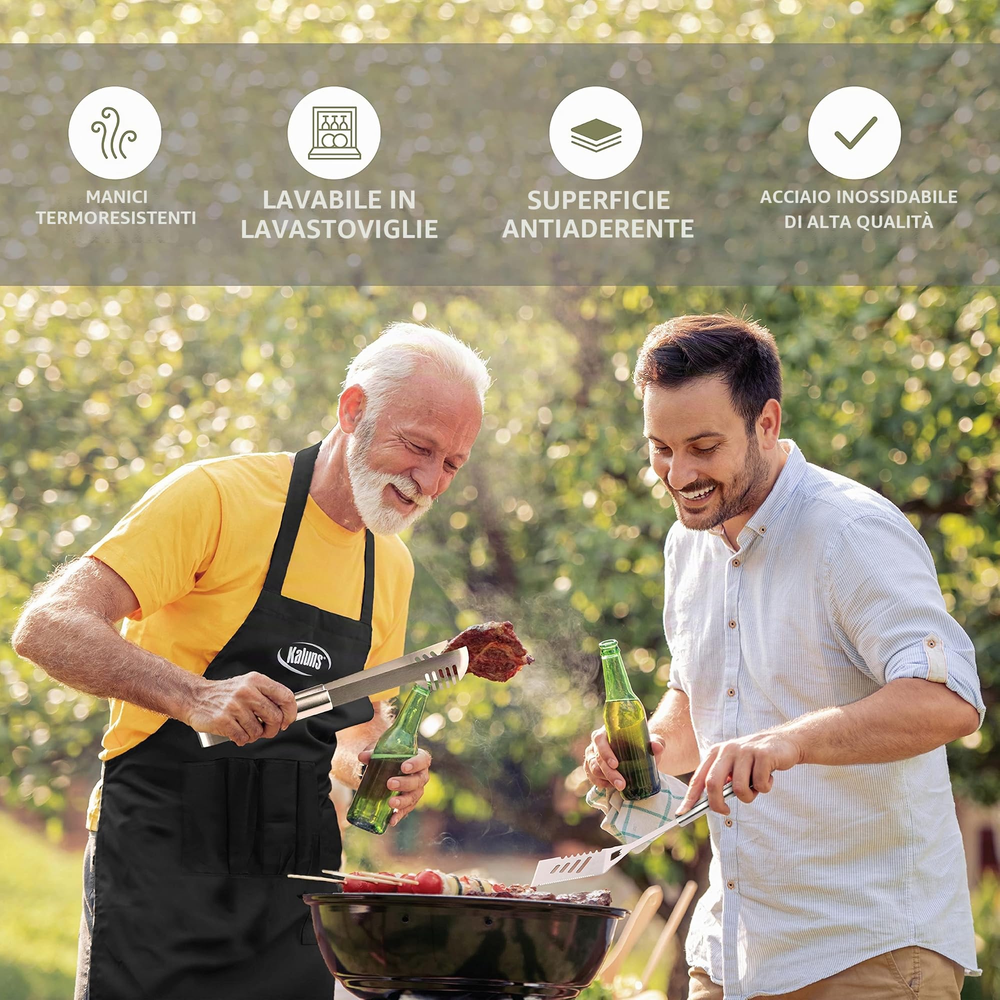 Kaluns Set per griglia, accessori professionali per barbecue, set da 21 pezzi, set per barbecue resistente, strumenti per barbecue in acciaio inossidabile