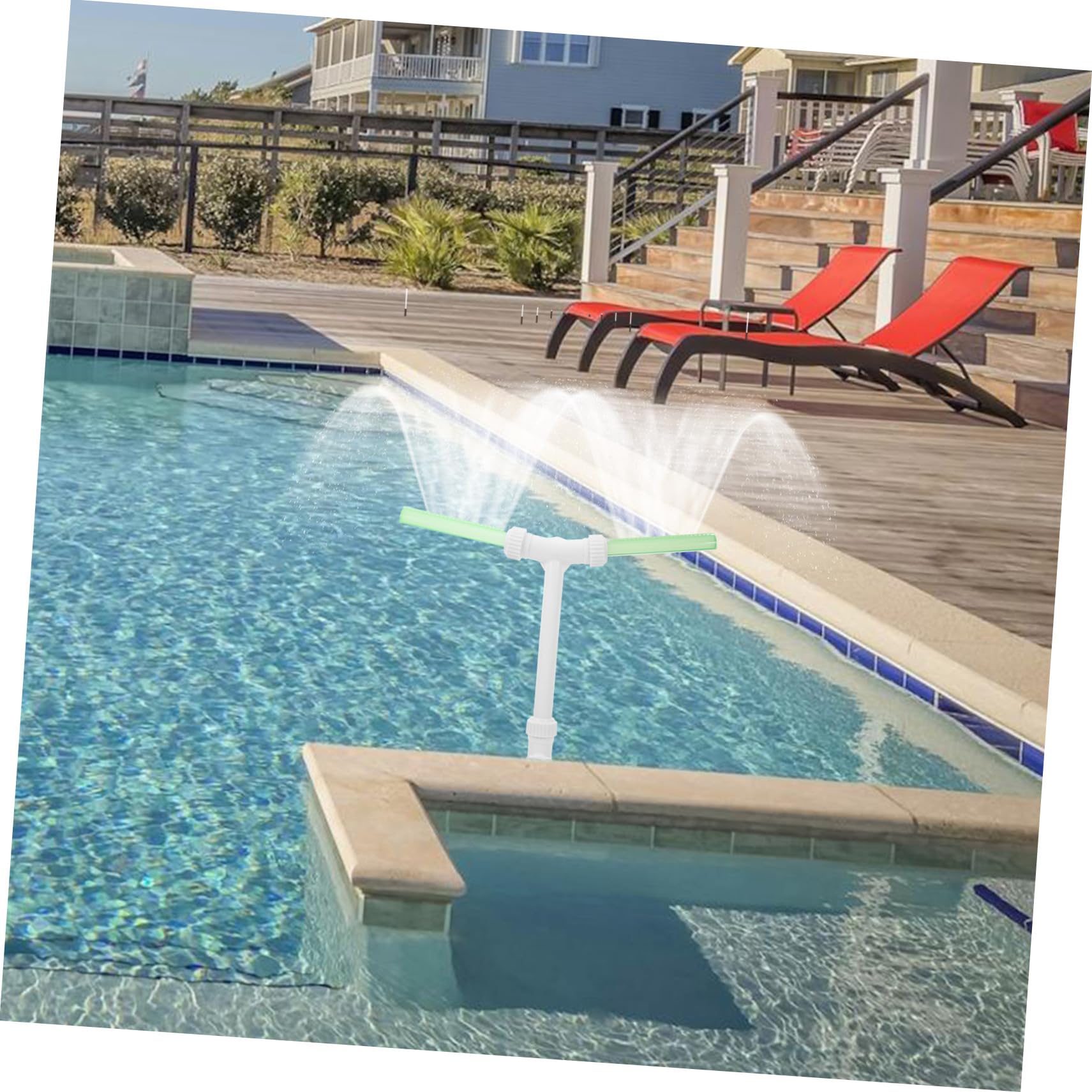 Fontane per Piscina a Doppia Testa in Plastico Bianco | Supporto Robusto, per Piscina e Stagno, Displays Notturni, Manutenzione Semplice