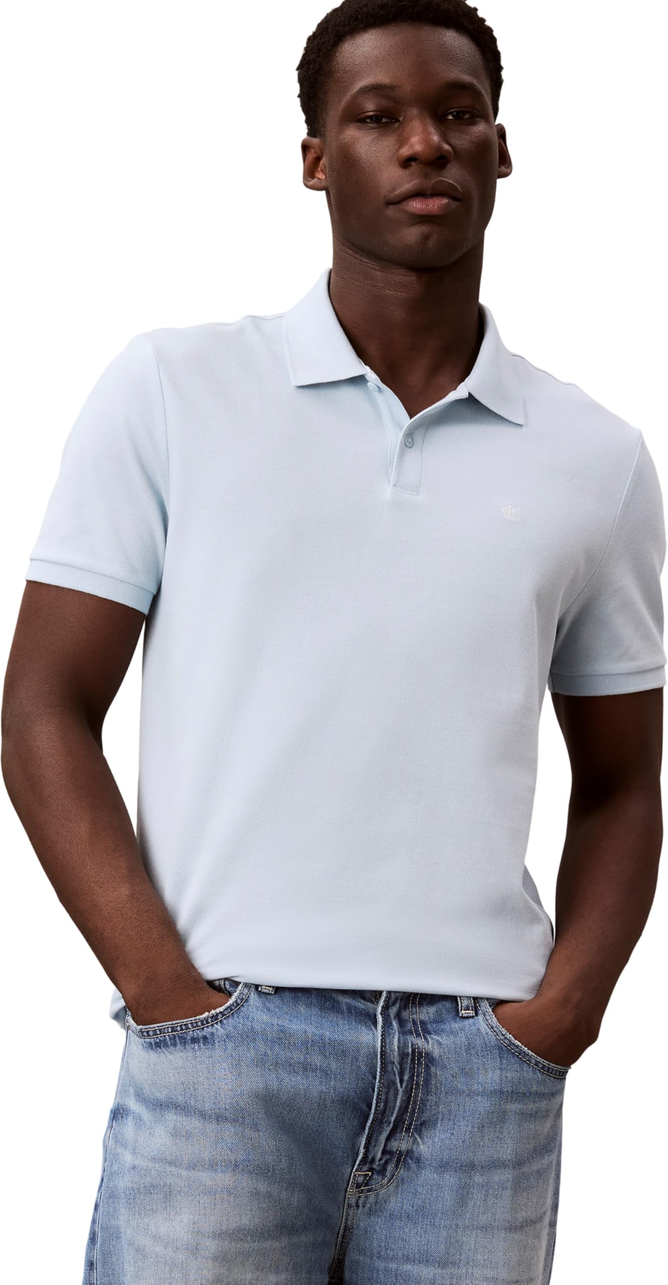 Calvin Klein Jeans Polos SS Monogram Pique yad Blanc de Blanc