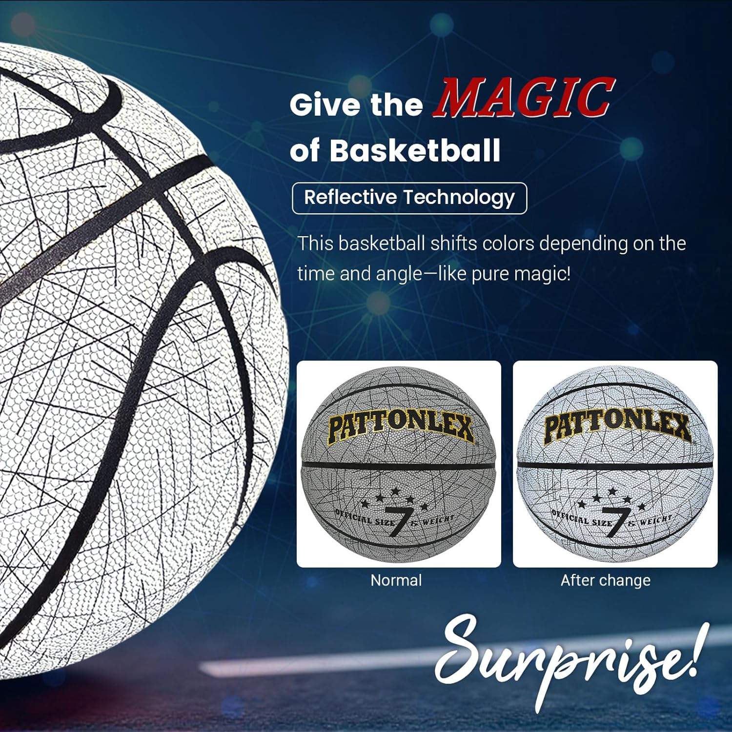 Glow in The Dark Basketball Glowing Leather Green Basketballs Indoor Outdoor Official Size 7-29.5 Size 6-28.5 for Men Women