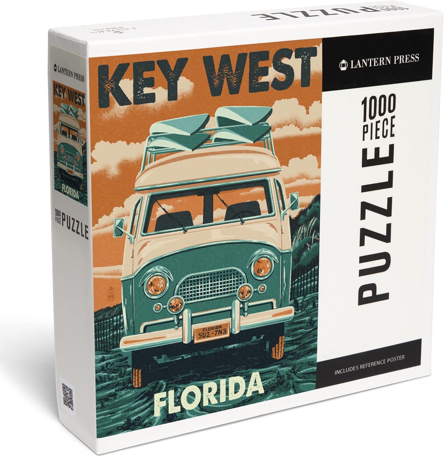 Lantern Press Key West, Florida, Letterpress, Camper Van 1000 Piece Jigsaw Puzzle for Adults, Made in USA with Reference Poster