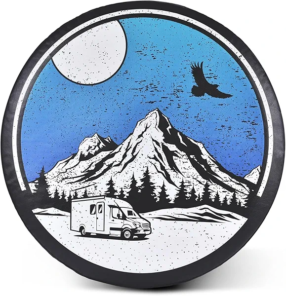 Spare Tire Cover, Wheel Cover with Mountains Nature Waterproof Dust-Proof for Jeep, Trailer, RV, SUV and Camper Van (18 Inch)