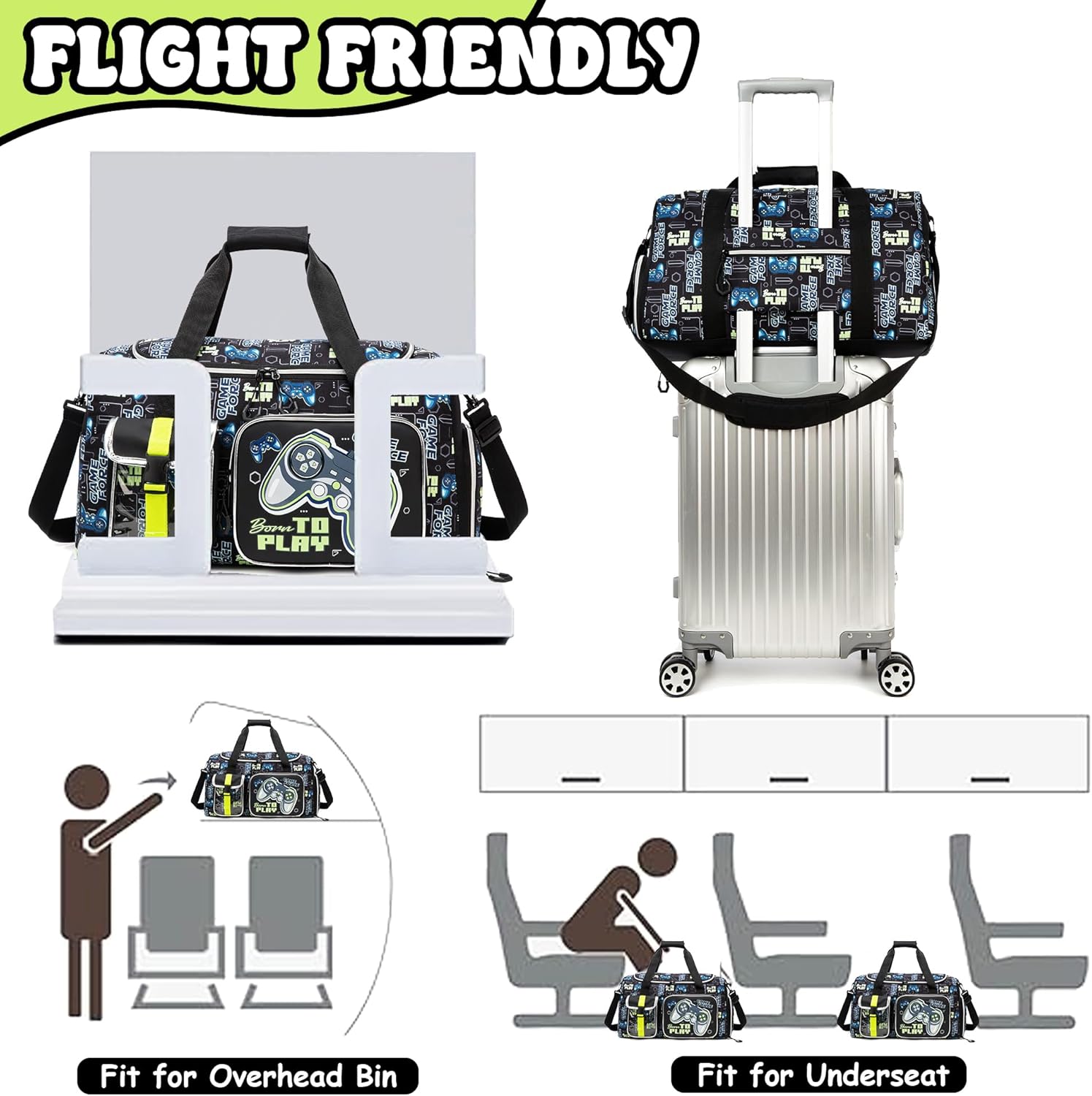 Kids Duffle Bag Boys Travel Bag for Kids Overnight Weekender Bags Sleepover Bags for Boys Gym Bag with Shoe Compartment - Image 4