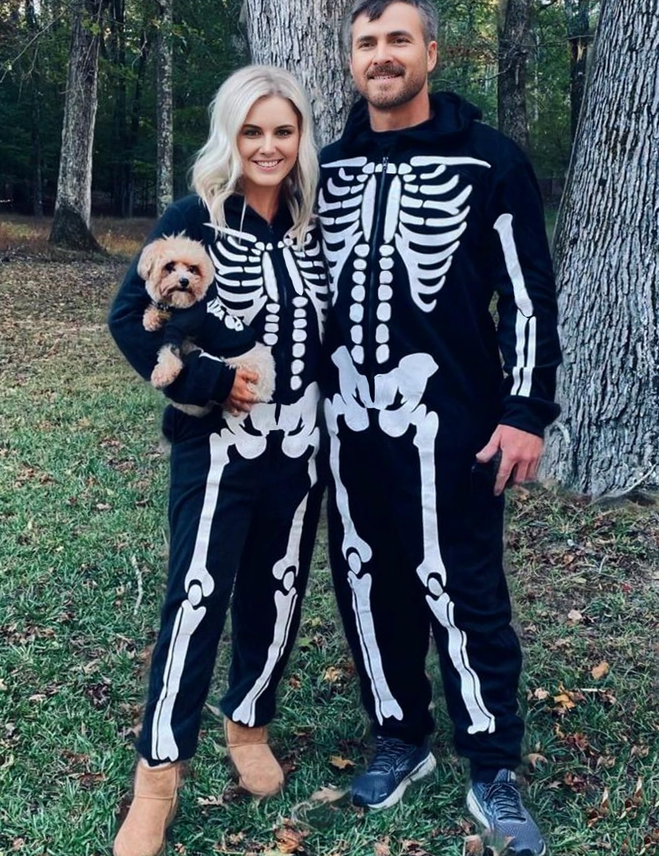 CYCLAMEN Disfraz de Halloween para adultos, parejas, esqueleto, calabaza, enterizo, pijama con capucha, para mujeres, hombres y familia