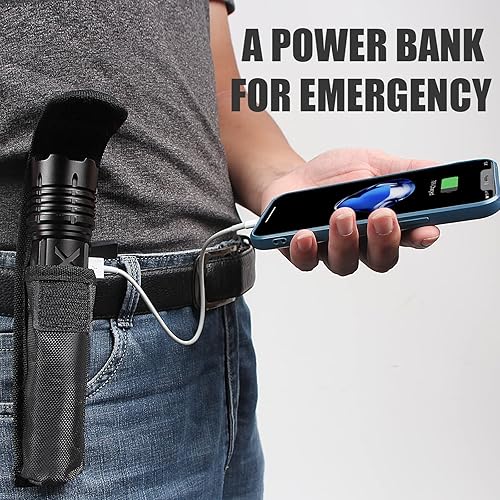 Miniatura 4 de ATDOALL Linternas recargables de alto lúmenes, 4500LM linterna súper brillante con cable USB, 5 modos LED impermeable linterna para camping,