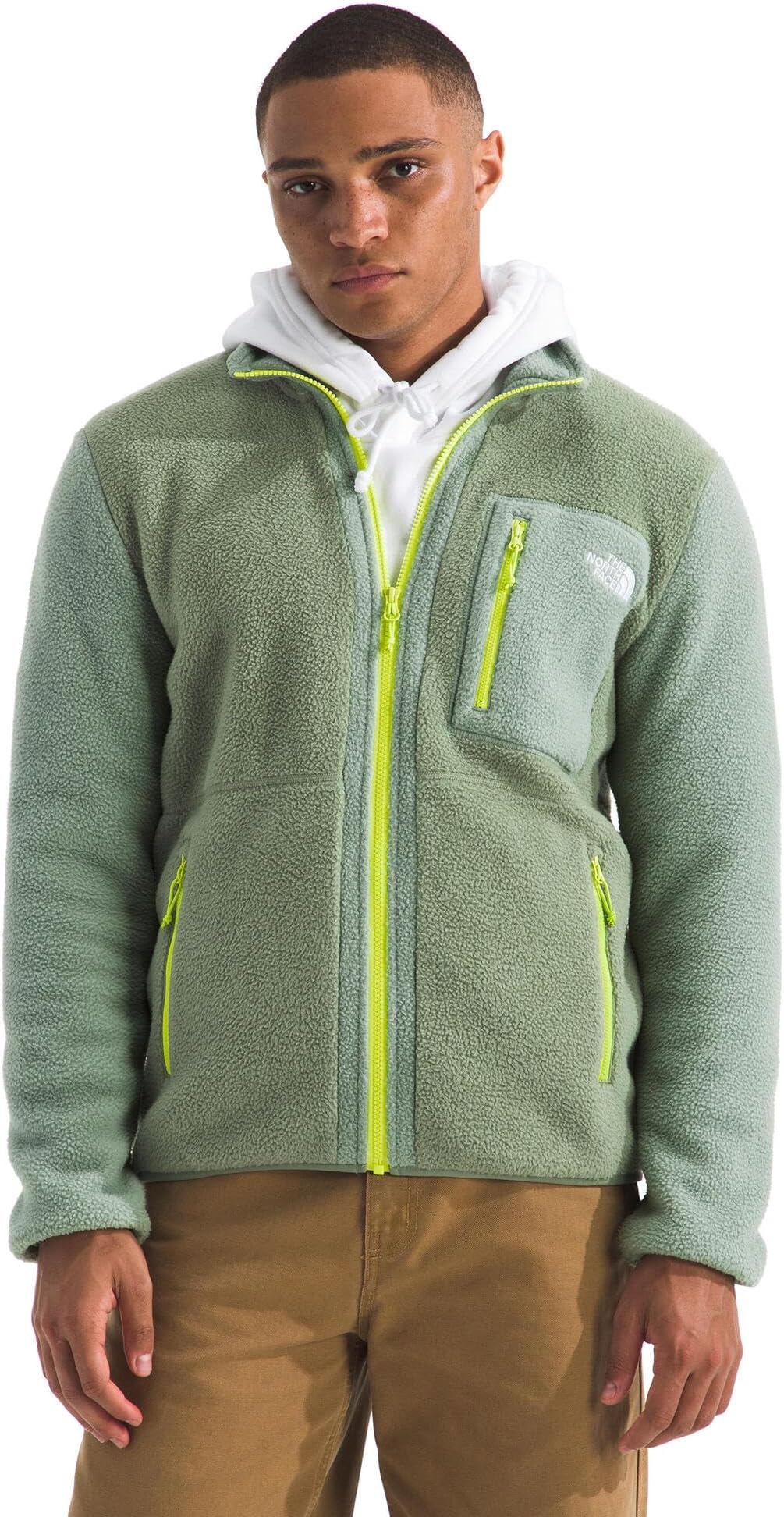 Men's Yumiori Full Zip Jacket | Lightweight Fleece Coat With Embroidered Logo, Zip Pockets