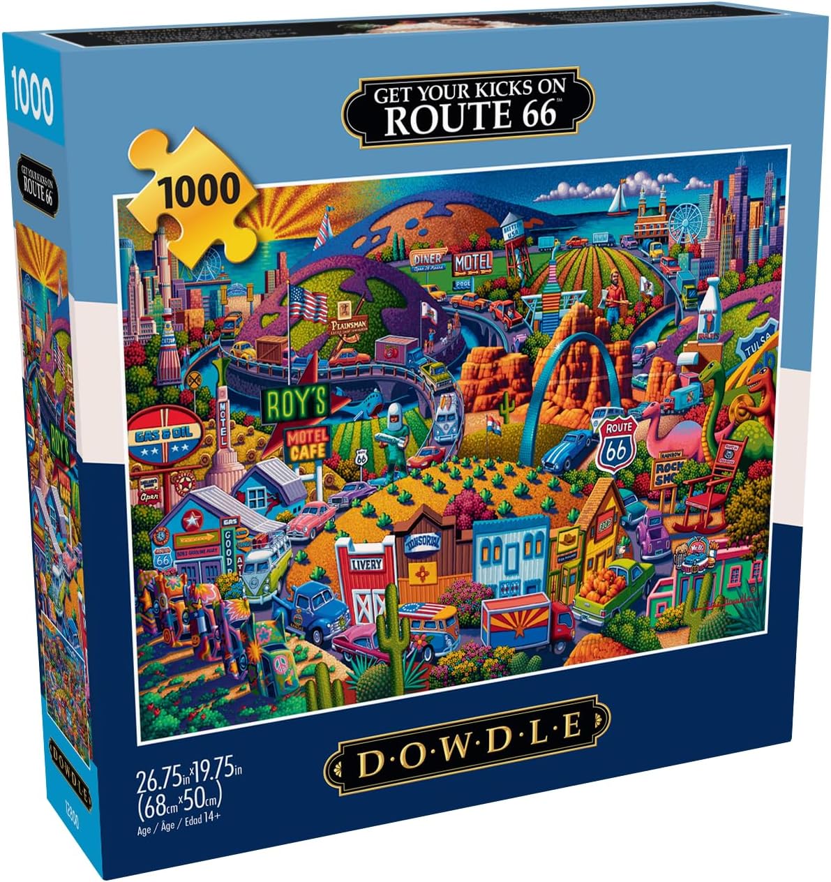 Buffalo Games - Eric Dowdle - Get Your Kicks on Route 66-1000 Piece Jigsaw Puzzle for Adults - Challenging Puzzle Perfect for Game Nights - Finished Size is 26.75 x 19.75