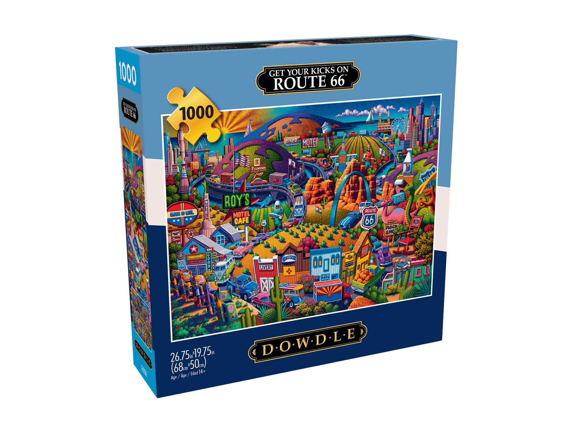 Buffalo Games Eric Dowdle Get Your Kicks on Route 66 Jigsaw Puzzle - 1000 Piece, Adult, 26.75 x 19.75 in - Puzzles for Adults - Includes Reference Poster - Relaxing Game Night Activity