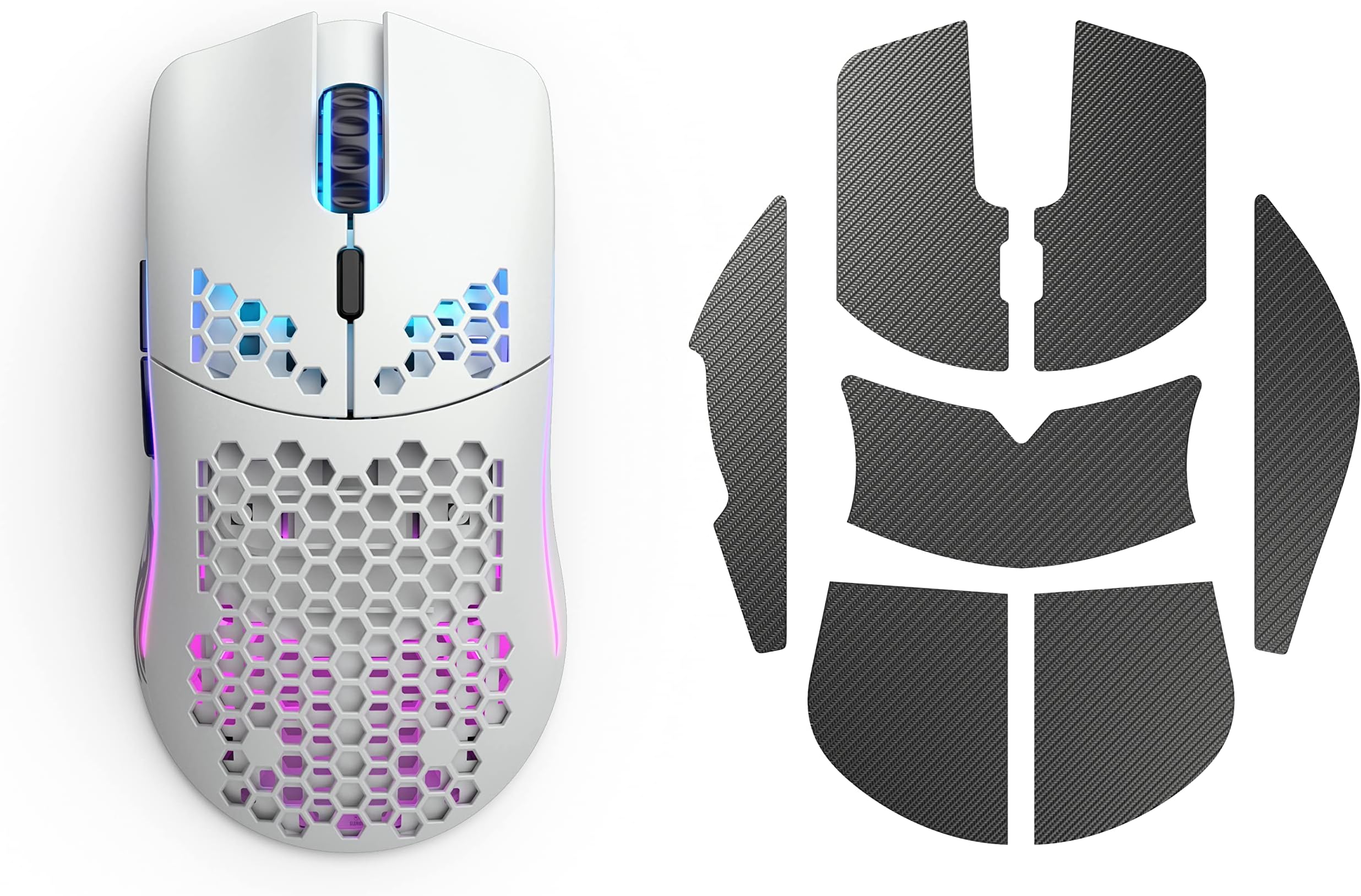 Glorious PC Gaming Race Glorious Model O Wireless Gaming Mouse - RGB 69g Lightweight Wireless (Matte White) + Glorious Gaming Mouse Grip Tape (Model O)