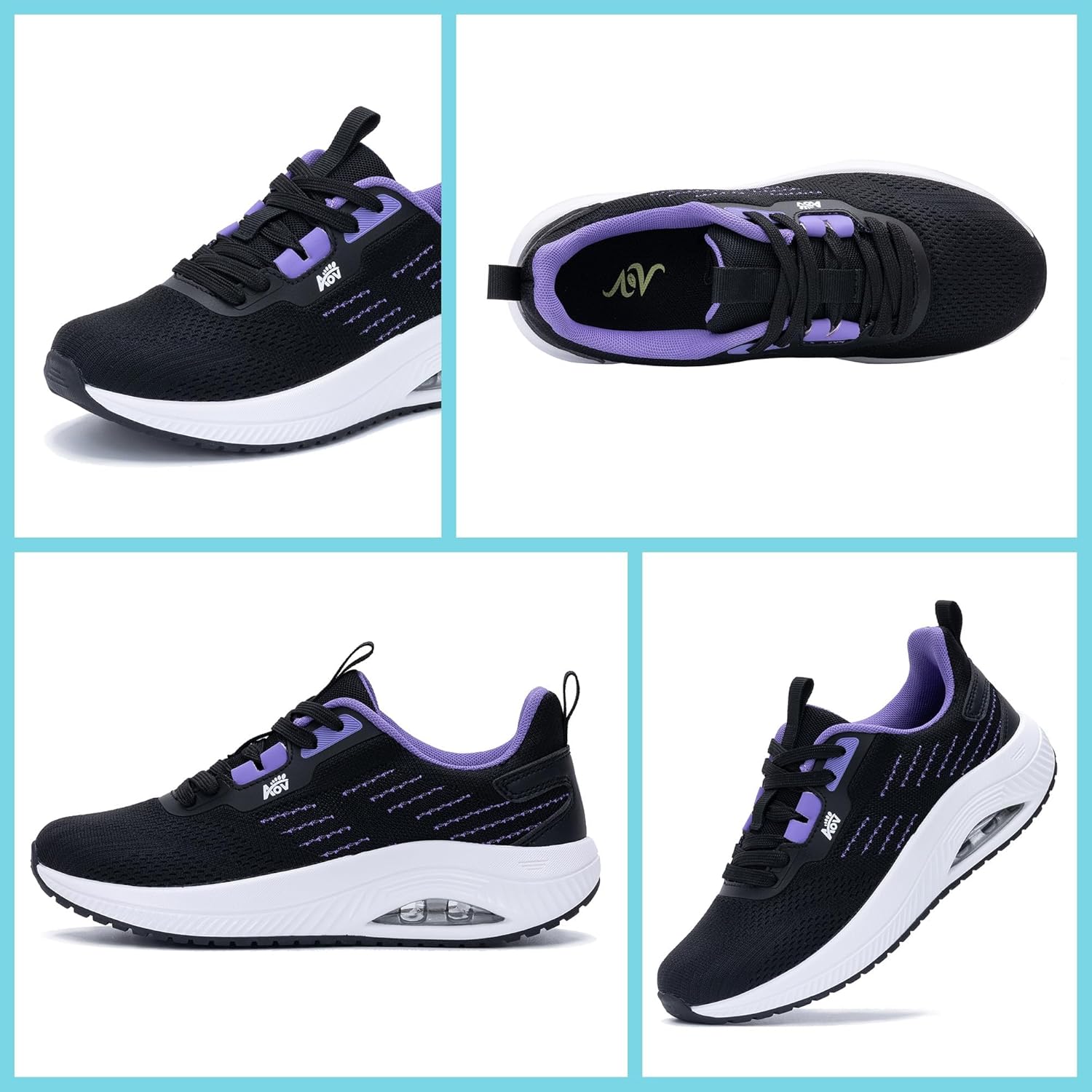 Women's Walking Shoes with Arch Support Orthotic Sneakers for Plantar Fasciitis Heel and Foot Pain Relief Tennis PurpleBlack Size 7 - Image 6