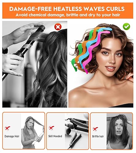 Miniatura 2 de 42 rizadores de cabello ondulados sin calor, sin daños por calor, con 2 juegos de ganchos de peinado, rizos sin calor para mujeres y niñas, cabello