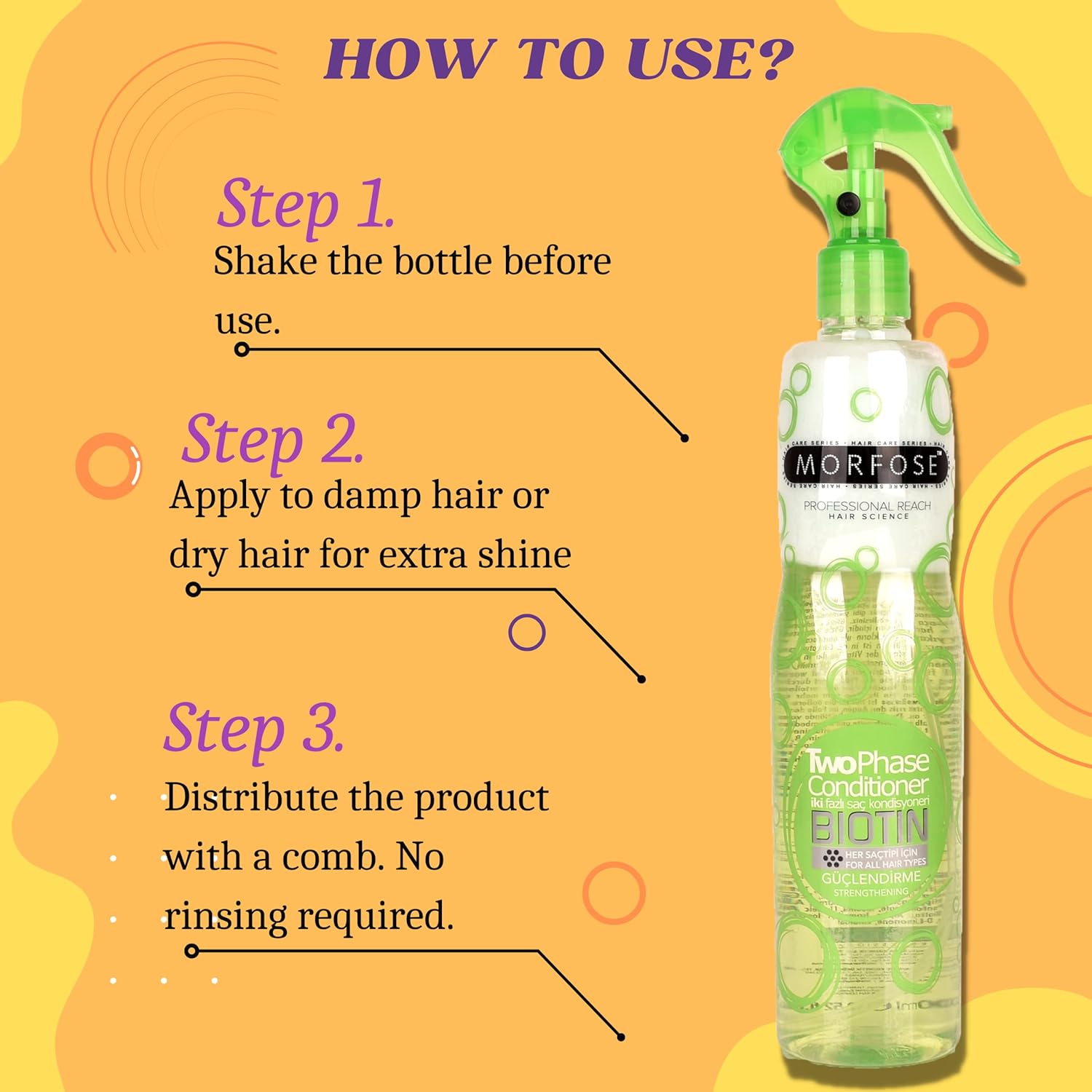 Morfose Professional Two Phase Leave-in Conditioner for Dry, Damaged, or Brittle Strands, Repairs and Protects, Damage, and Split Ends, 13.52 Fl. Oz (Biotin) - Image 5