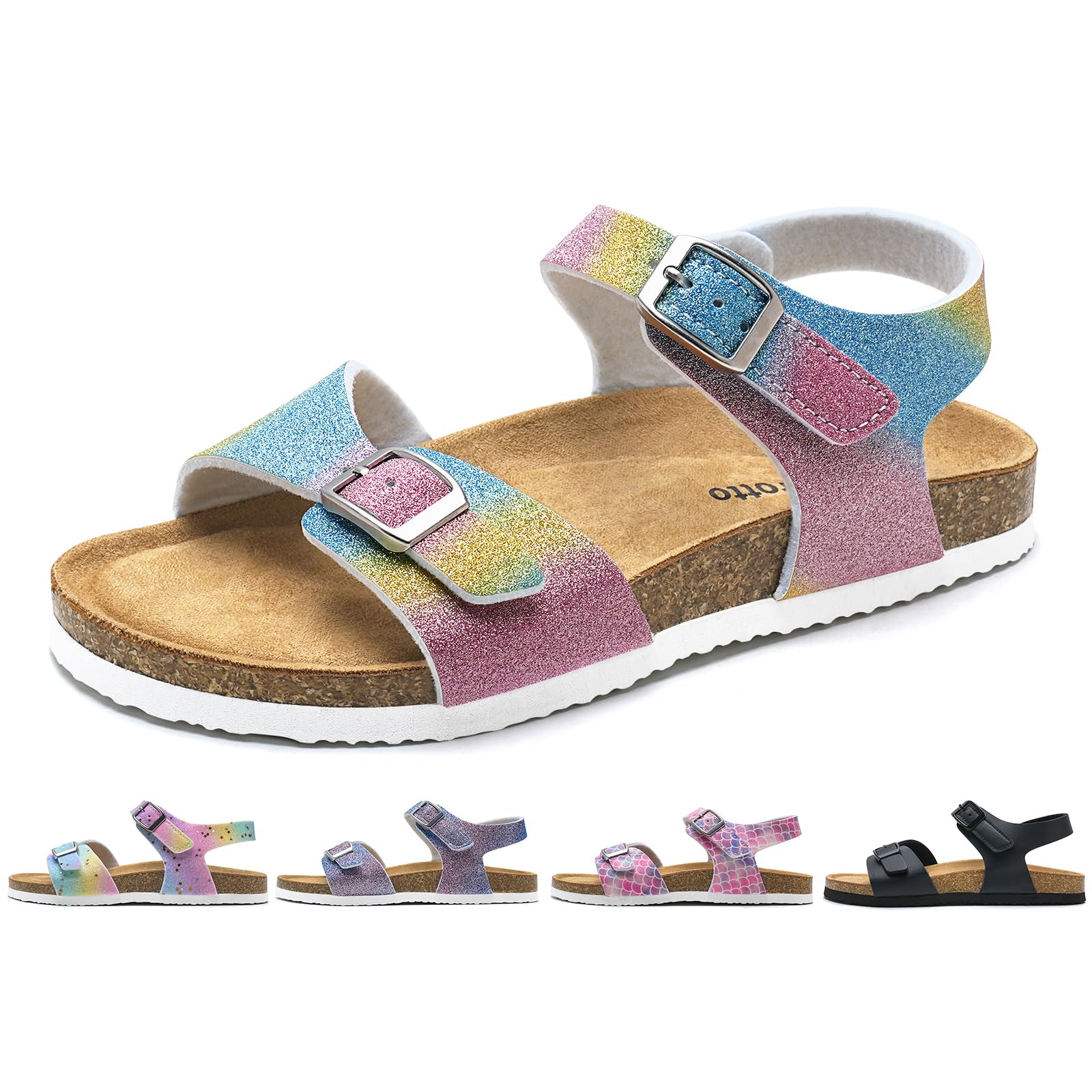 Torotto Sandalen Mädchen Jungen Mit Kork Sandals Kinder Pantoffeln Riemen Verstellbare Schnalle Rutschfeste Mit Klettverschluss Sandaletten für Drinnen und Draußen