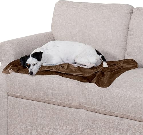 Manta Furhaven para mascotas como perros y gatos - Manta para perros de terciopelo de lujo, de dos tonos, impermeable, lavable, color piedra marrón,