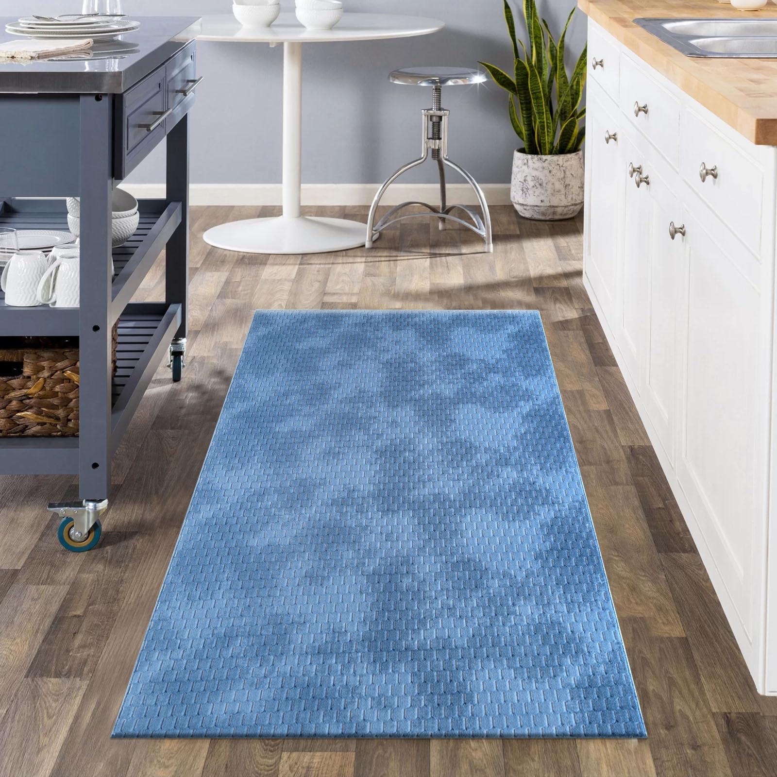 renoazul® Anti Slip Rug Grips Living Room Carpet, Geometric Mosaic Blue - 80 x 150 cm - Low Pile Washable Runner Rugs For Bedroom And Kitchen Mat — image 1