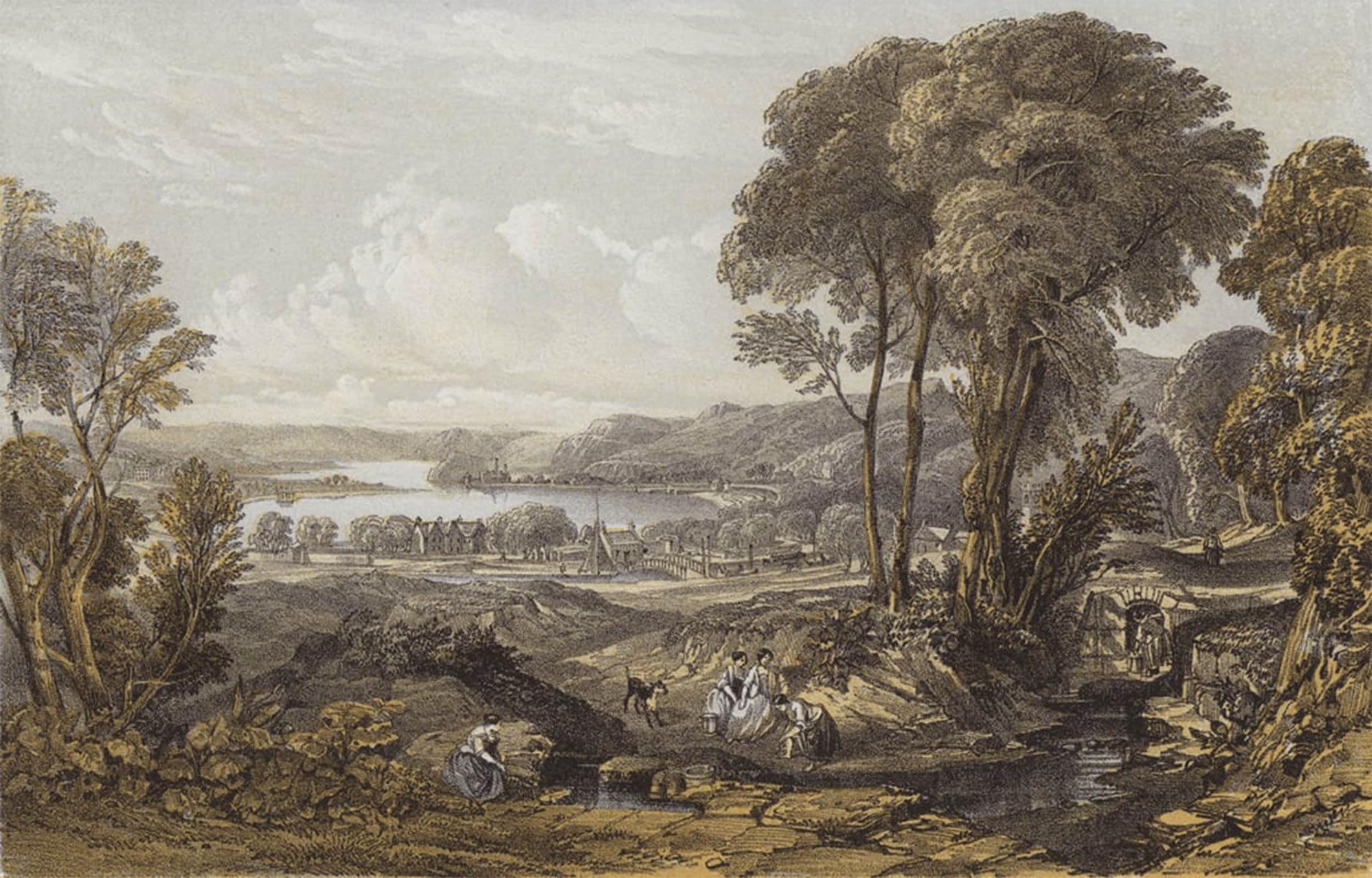 SERENDIPITP Vintage Picture Print on Canvas Wall Art Poster View of the Clyde Above Erskine Ferry by William Leighton Leitch Artwork Print Poster for Wall Decor 60x90cm