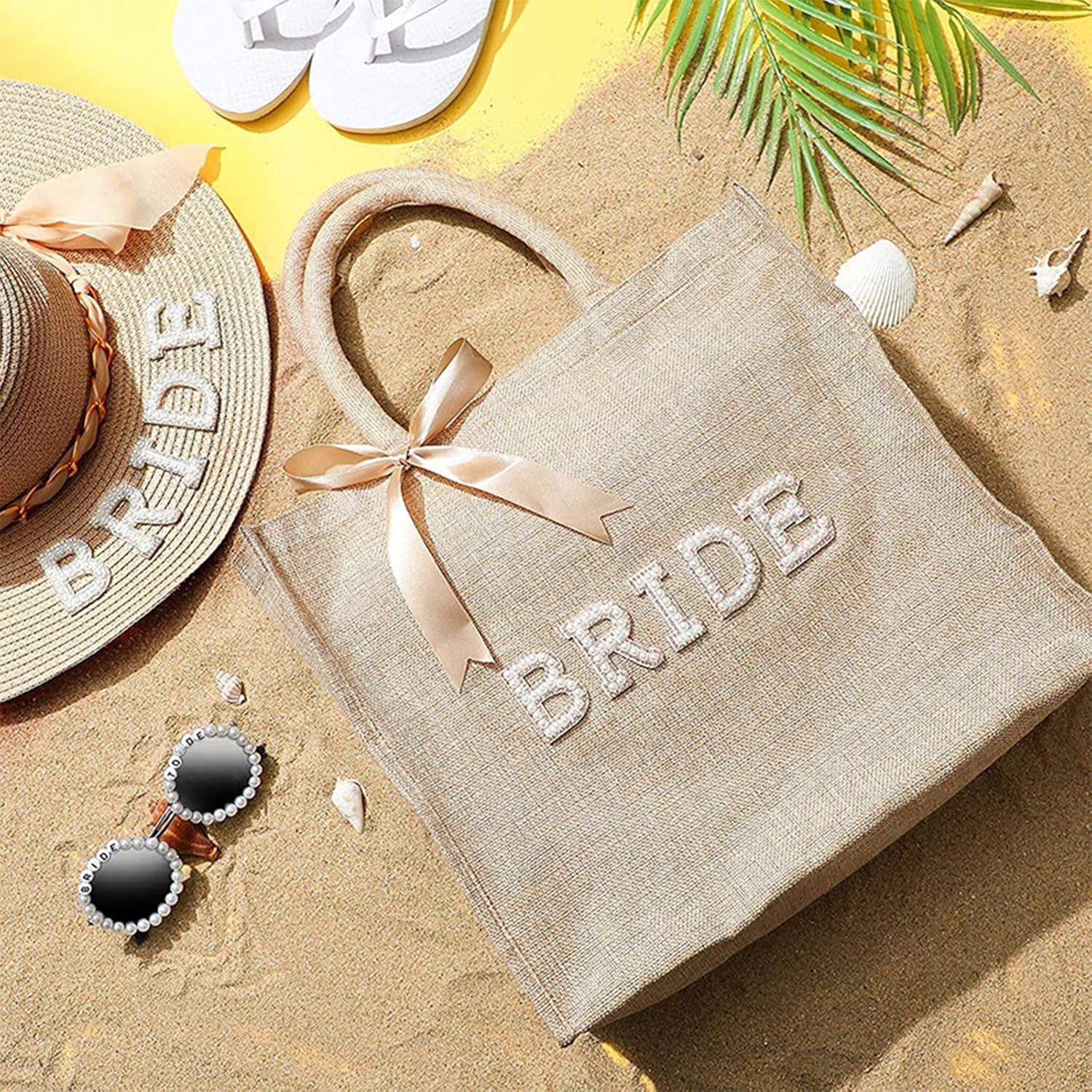 Set Of 3 Bridal Bag Straw Hat Bachelorette Party Decorations Shower Wedding Sunglass Bag Shower Gift Bride To Be Gifts For Her Bachelorette Party