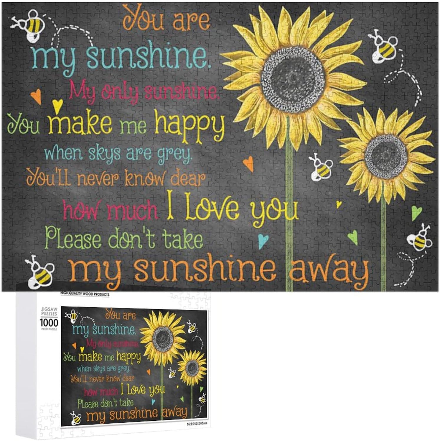 Jigsaw Puzzles 1000 Pieces for Adults and Kids You are My Sunchine My Only Sunshine Wooden Jigsaw Puzzles Game Artwork for Adults Teens Kids Birthday Christmas Valentine's Gift