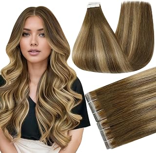 Full Shine Injected Tape In Hair Extensions Bundle Honey Brown18 Inch | 100G 40Pcs,Seamless Injectable Human Hair Extensions,Add Volume And Length,Soft Straight Texture