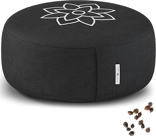Mindful & Modern - Cojín de meditación grande para Zafu Yoga Almohada de meditación para sentarse en el suelo Cojín de yoga relleno de casco de