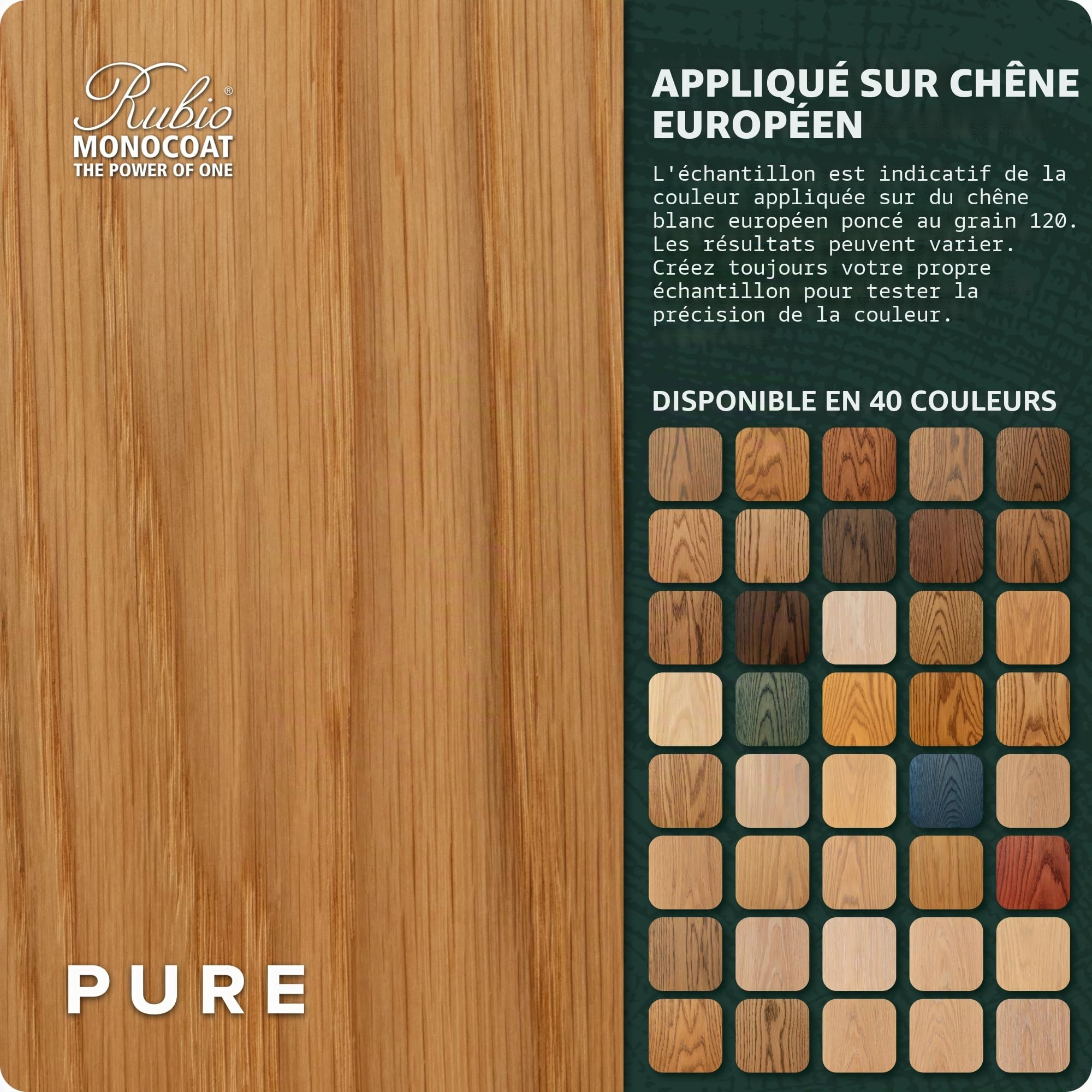 Huile pour bois Rubio Monocoat 14 m² - Pur | Oil Plus 2C | Huile de lin pour bois écologique à séchage rapide pour l'intérieur, avec accélérateur (partie B) | Protecteur | 350 ML
