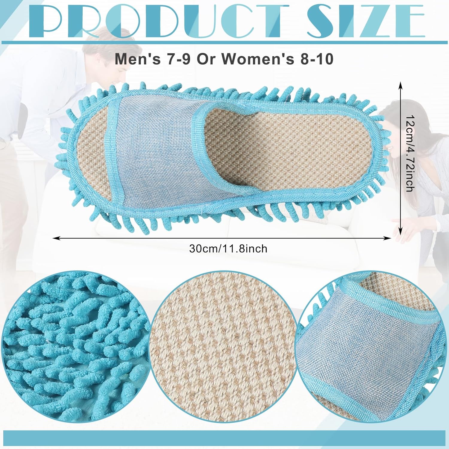 Wesiti 4 Pairs Washable Mop Slippers Microfiber Funny Mop Shoes Floor Cleaning Slippers for Women Home Floor(Simple,Brown, Blue, Purple, Beige)