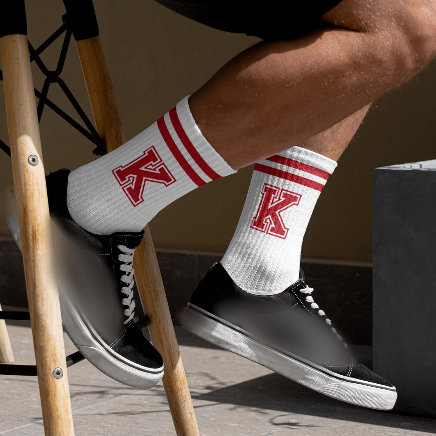 Striped Initial Socks with the Letter in Red,Gifts for Birthday,Christmas,etc.,Socks for Adult,Teens,Men&Women. - Image 2