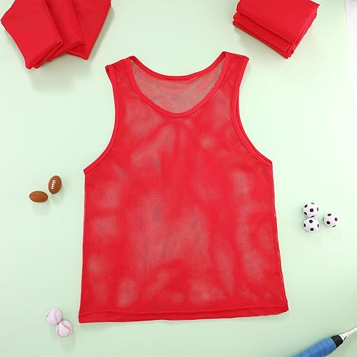 Miniatura 7 de Sintege 24 piezas de malla de nailon Scrimmage Team Practice Chalecos Pinnies Jerseys para niños Jóvenes Deportes Baloncesto Fútbol Fútbol