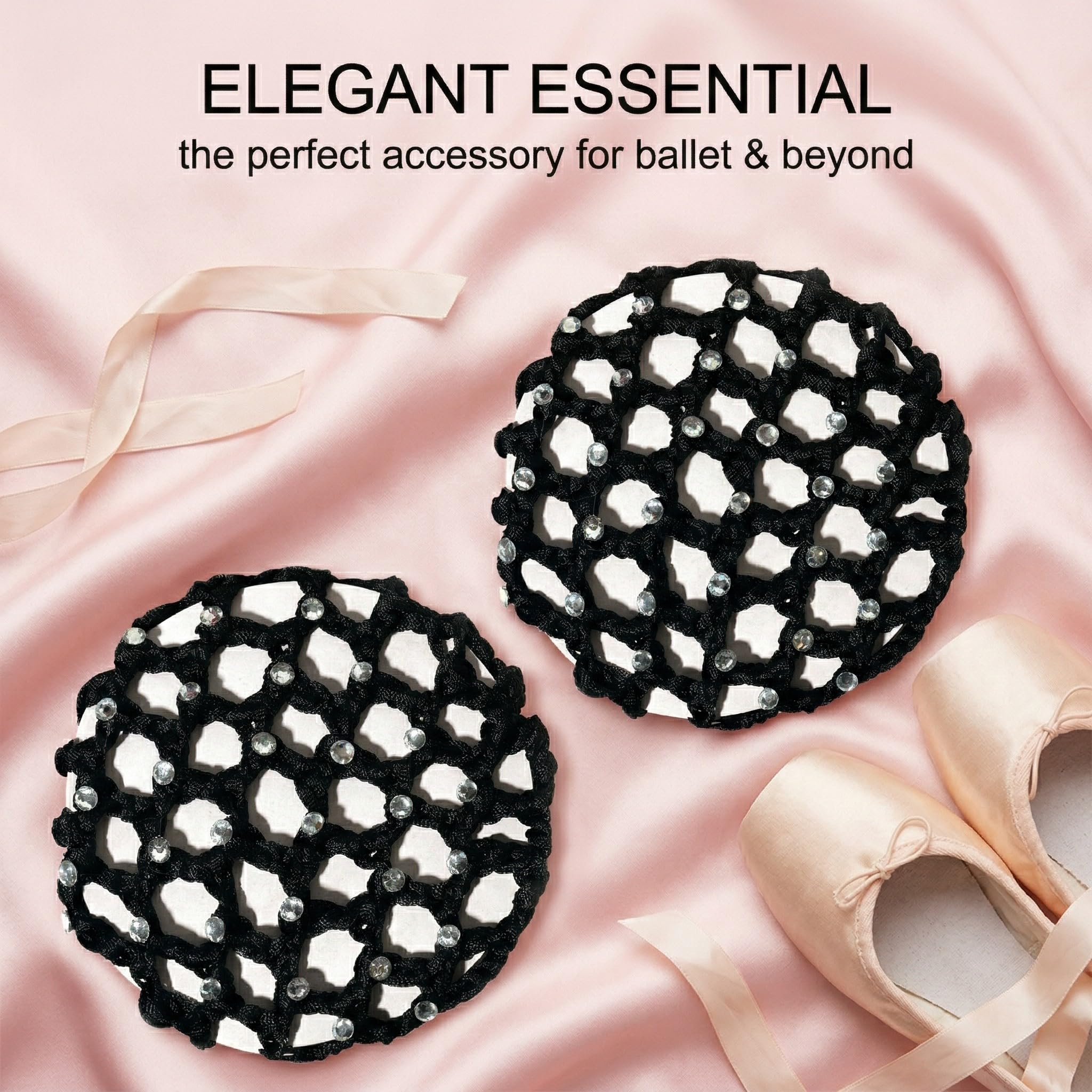 Retina per Capelli Chignon 2 Pezzi Nero – Invisibile, con Elastico per Danza, Balletto, Sport & Acconciature Perfette e Resistenti.