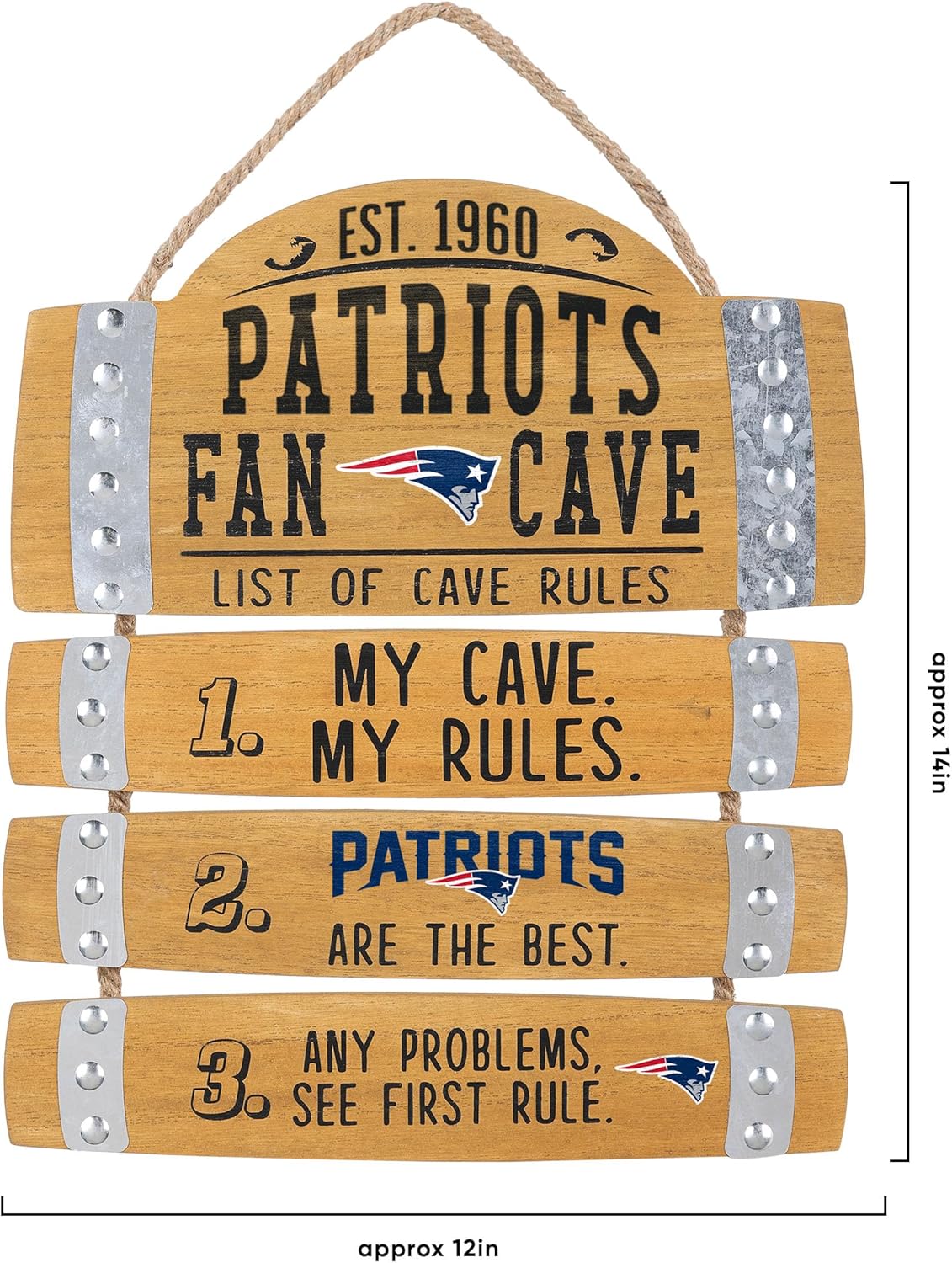 FOCO NFL Team Logo Barrel Slat Mancave Hanging Wall Sign