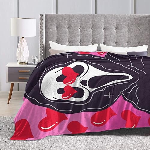 Miniatura 5 de Manta de película de terror de Halloween, manta de cara de fantasma, ligera y cálida, manta de franela ultrasuave y cómoda, manta de forro polar de