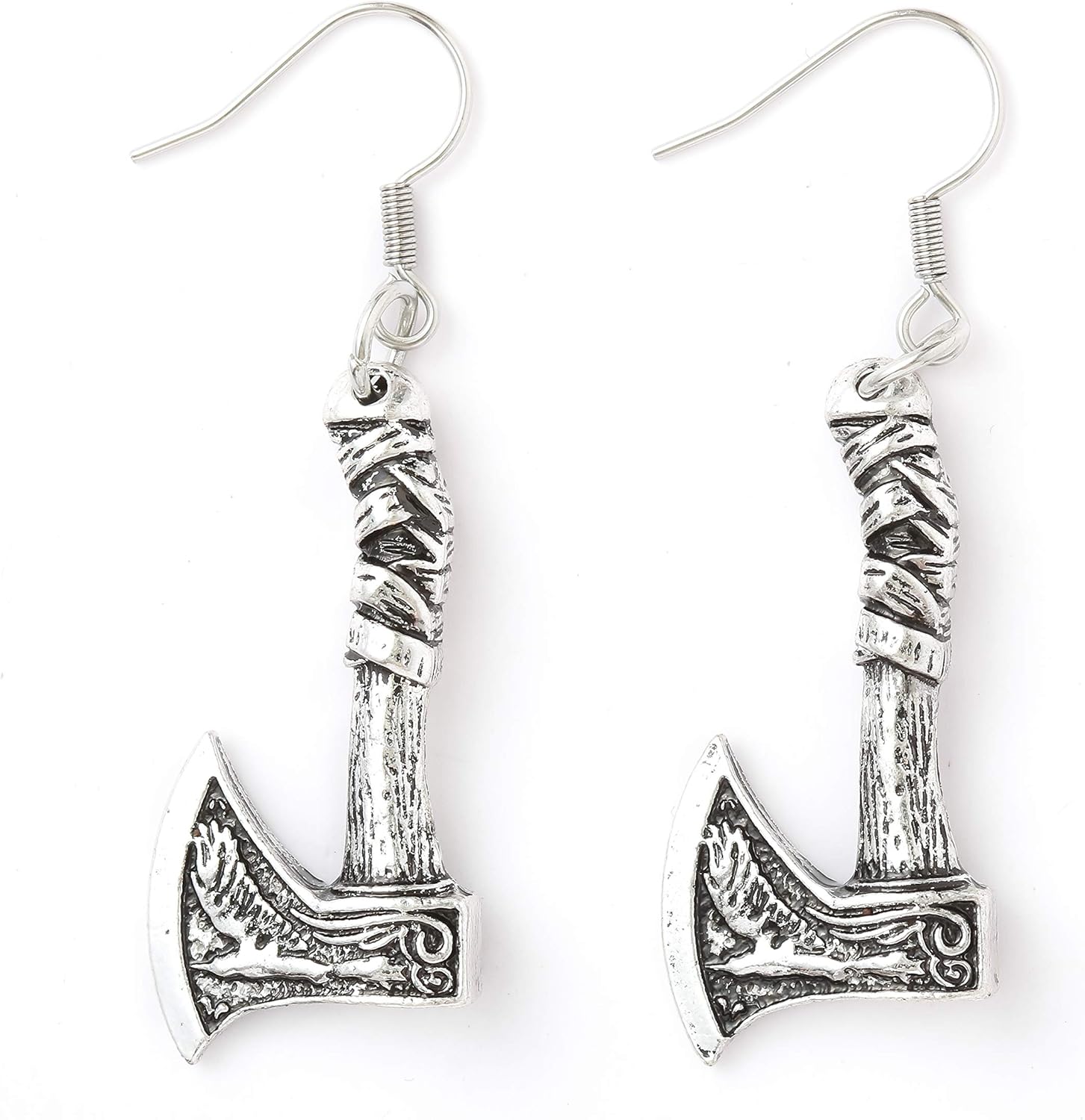 HAQUIL Viking Jewelry Metal Alloy Wolf Raven Axe Talisman Drop Dangle Earrings (AD)
