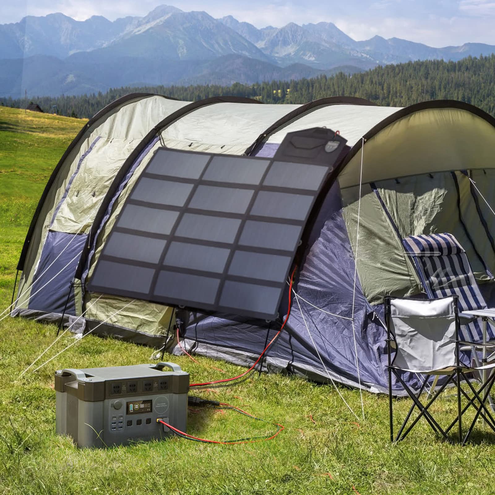 100W Pannello Solare Portatile Pannelli Solari Pieghevoli da Esterno Portatile con Doppia USB Uscita 5V 3A per Telefono Tablet Fotocamera Ventilatore Campeggio Viaggio(Size:100W)