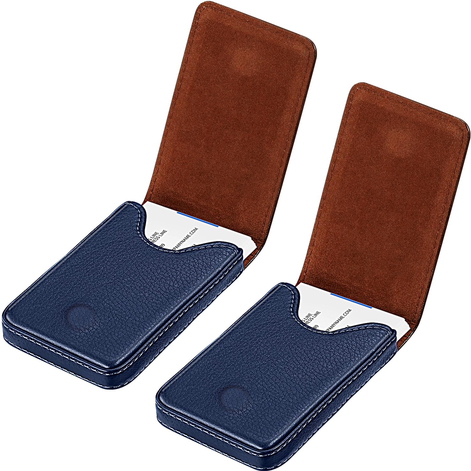 Outus 2 Pieces Business Card Holder PU Leather Business Card Case Pocket Wallet with Magnetic Shut for Valentines