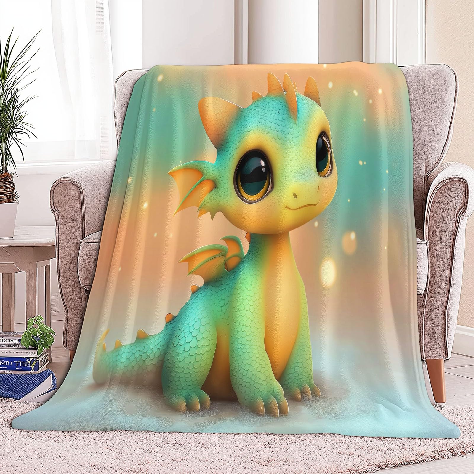 Couverture polaire dragon pour soiree cocooning sur le canape du salon
