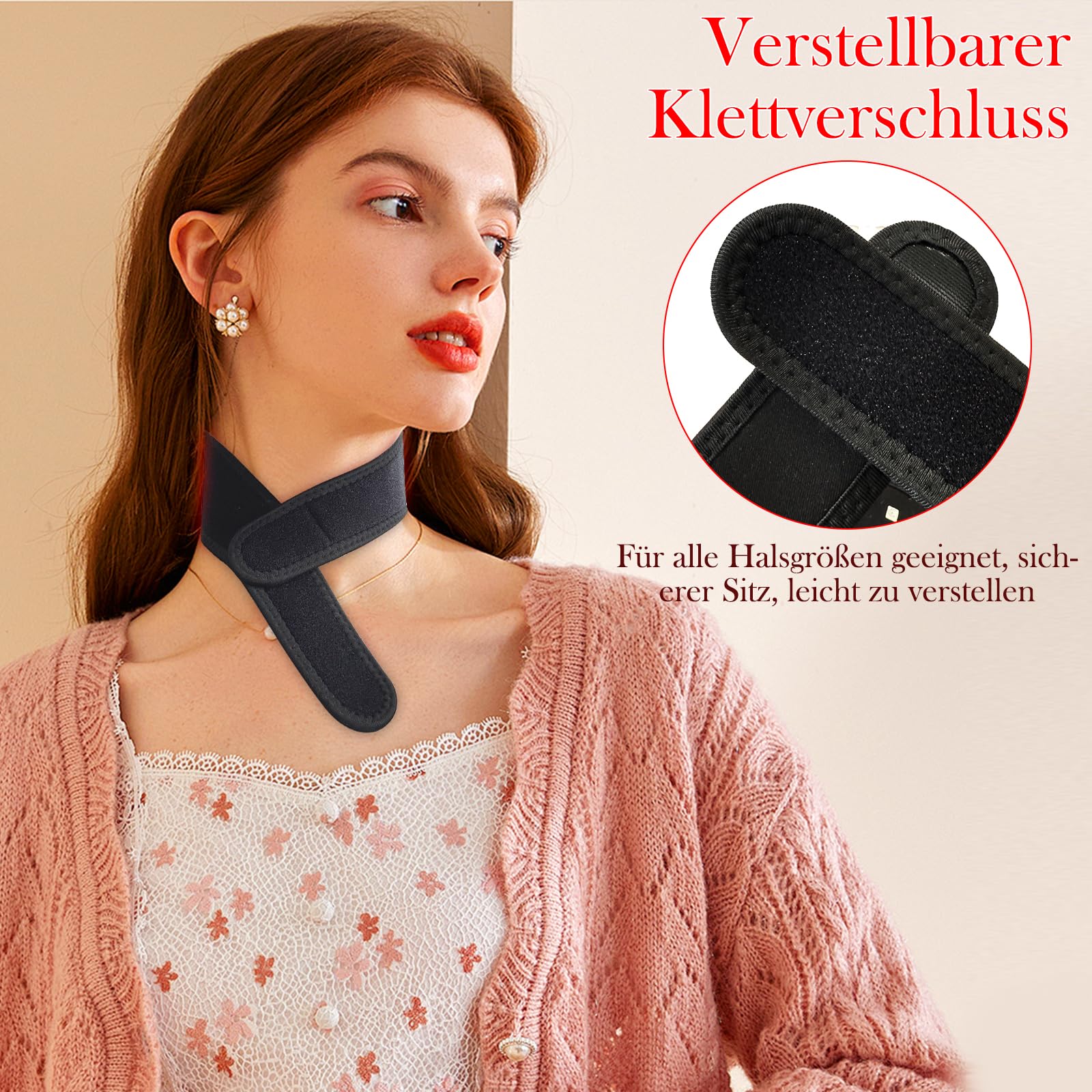 Rotlicht-Gürtel für Nacken,4 Helligkeitsstufen,Duale Wellenlaengen 660nm & 850nm Infrarotlampe,4 Modi für für Körper, Arm, Handgelenk, Knöchel