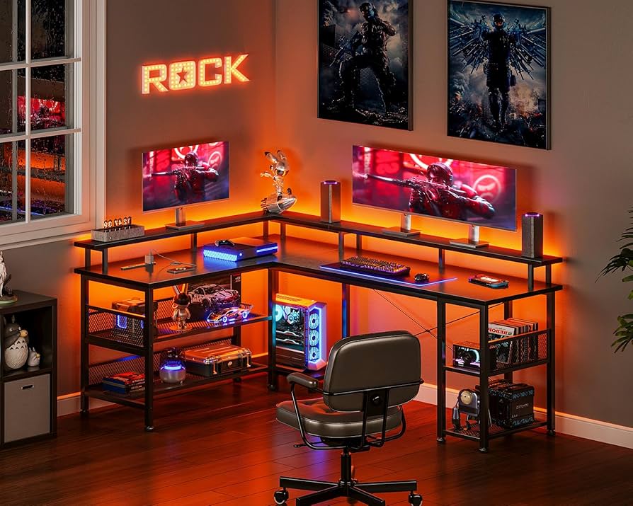 Amazon | AODK ゲーミングデスク パソコンデスク コンセント付き