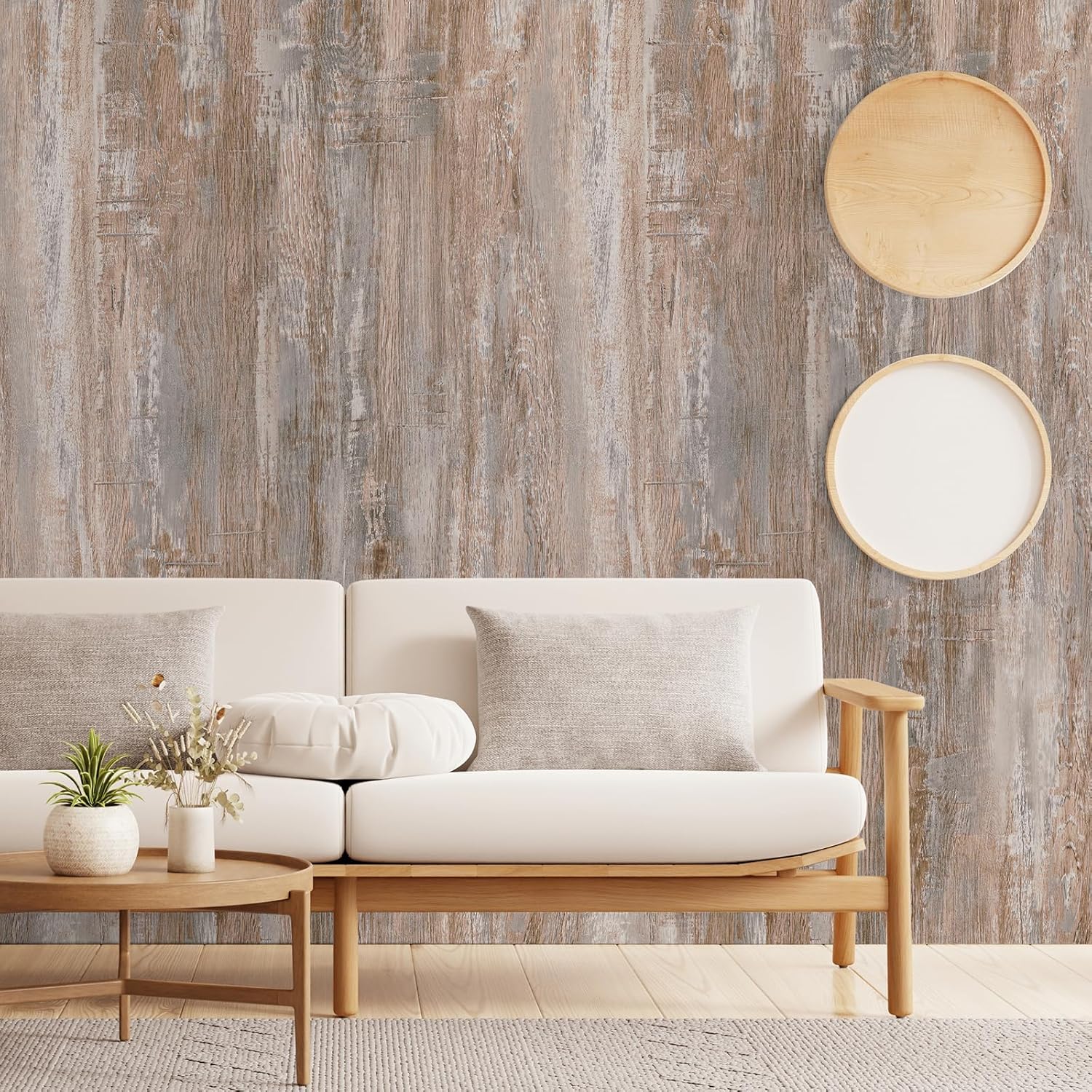 15.7"x472" Thick Wood Grain Contact Paper Peel and Stick Countertops Waterproof Weathered Wood Wallpaper for Kitchen Farmhouse Self Adhesive Removable Vinyl Wrap for Cabinet Drawer Furniture