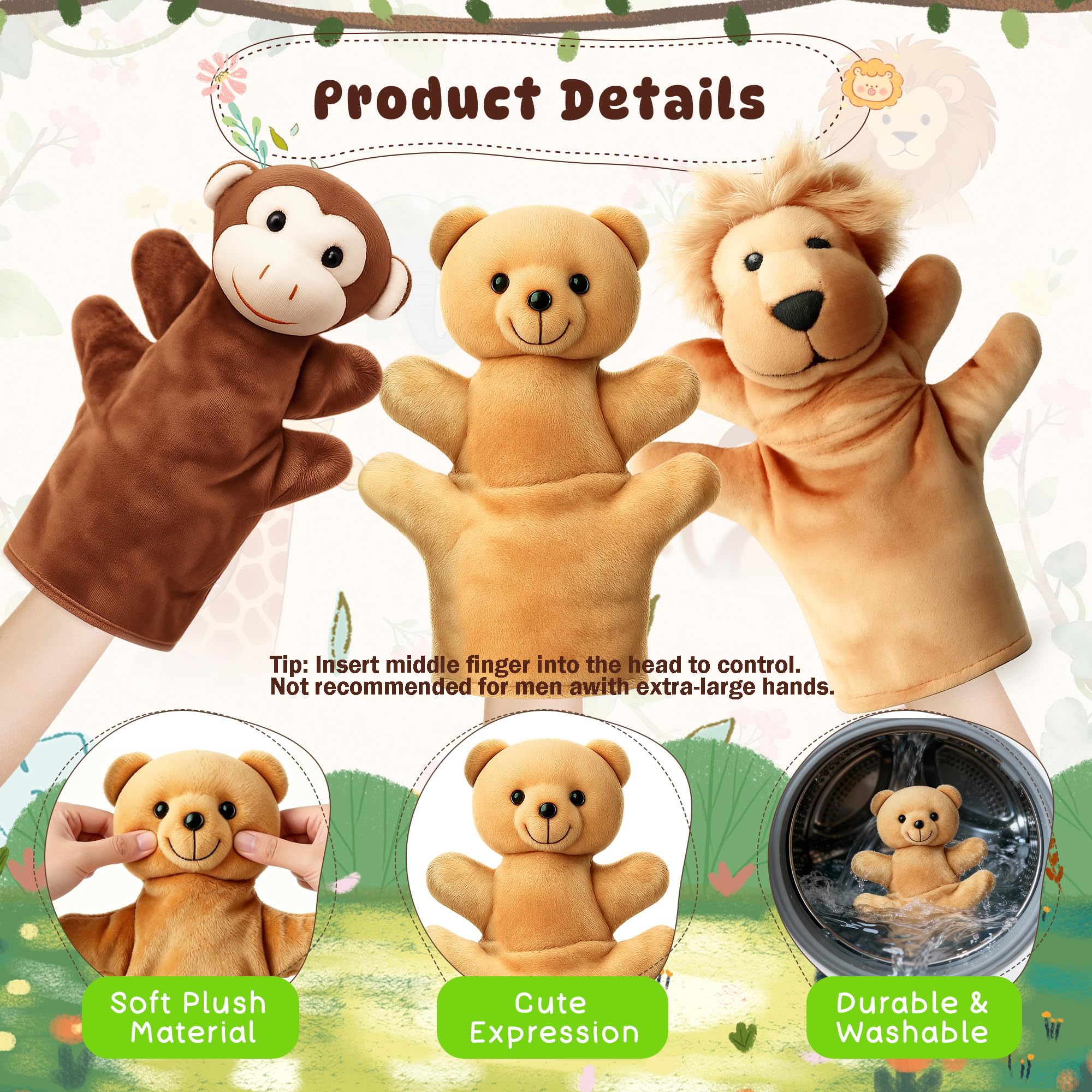 Handpuppen für Kinder, 12-teiliges Plüschpuppen-Set für Kleinkinder, kleine Stofftiere, Plüschtiere, Show-Theater, Abschlussgeschenke, Klassenzimmer, Belohnung, Karnevalspreise für Mädchen und Jungen