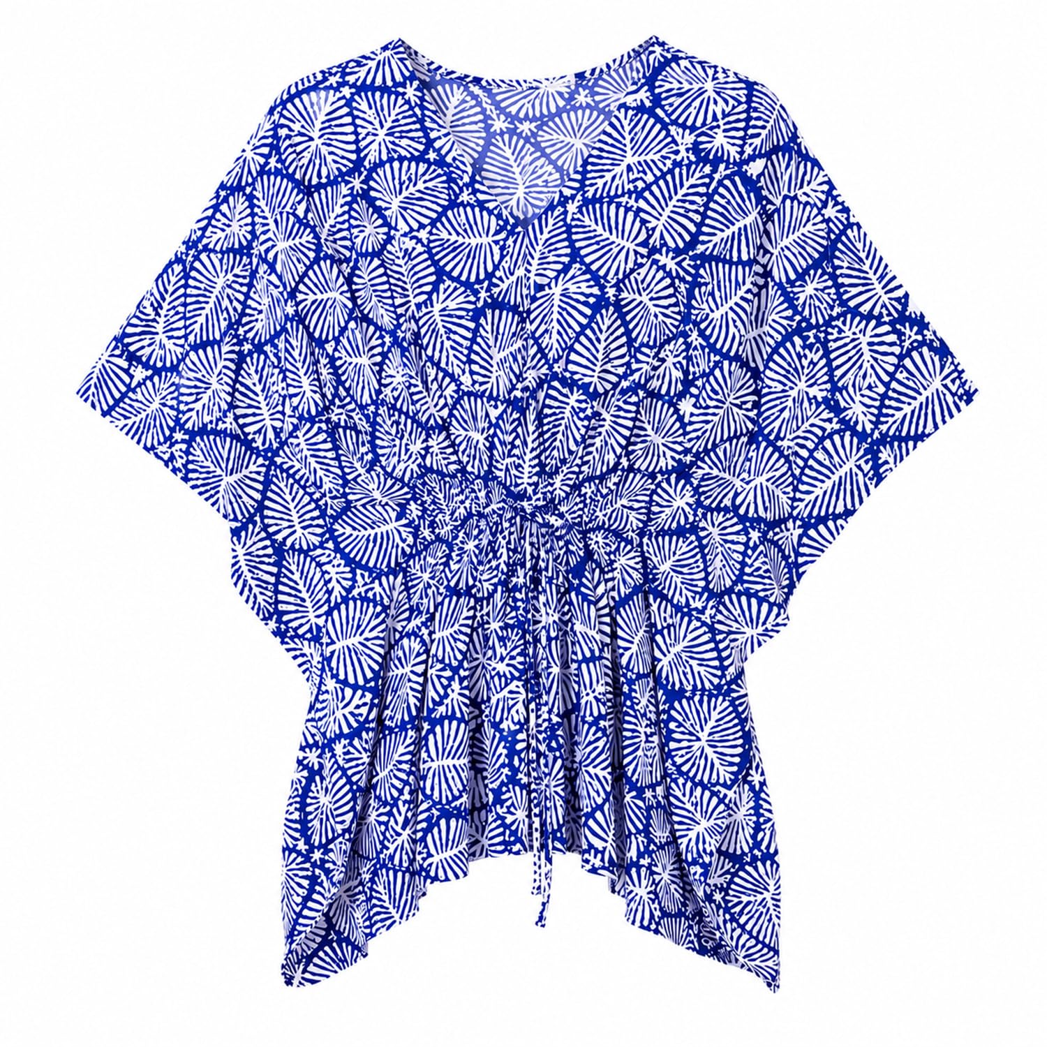 Women's Cotton Handicraft Artisan Hand Block Printed Natural Colour V Neck Top Kaftan Dress-image-30