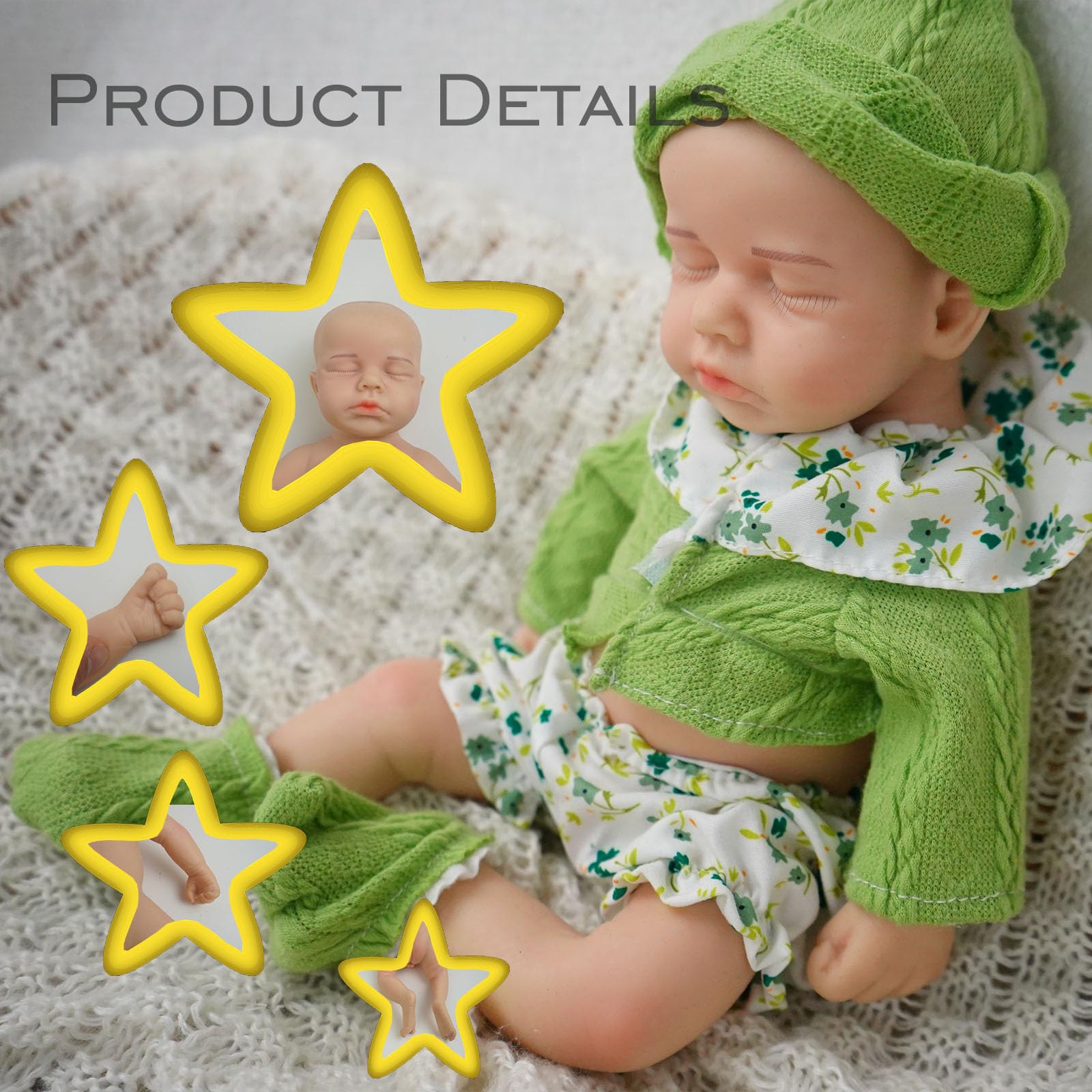 Zilasegy Full Silicone Baby Dolls,12 In Silicone Realistic Newborn Baby Doll, 1:1 Lifelike Reborn Sleeping Dolls - Image 4