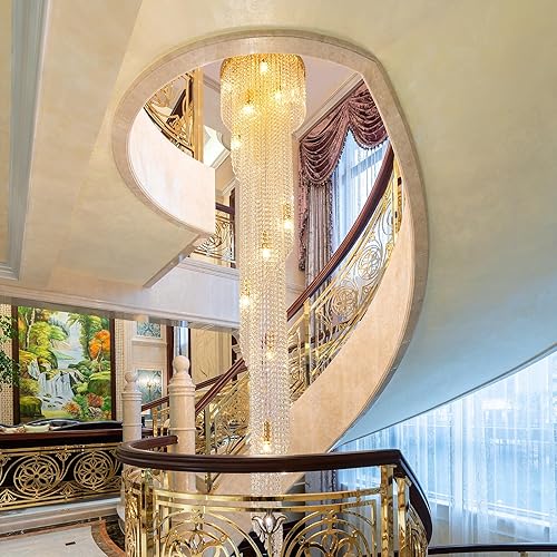 Miniatura 4 de Candelabros de techo alto, lámparas de techo empotradas, candelabros de cristal, 15 luces E12, candelabros grandes para entrada, candelabro de