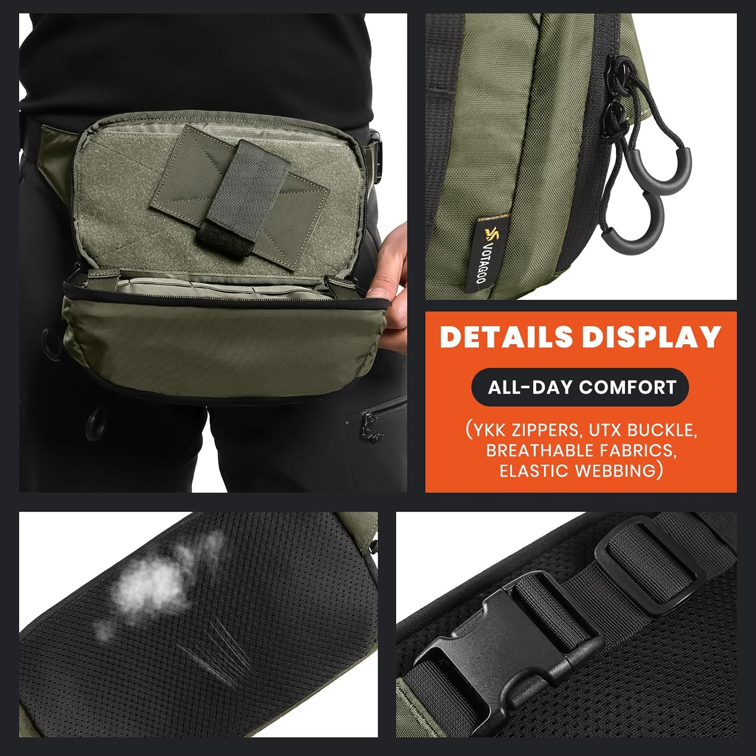 Tactical CCW Fanny Bag, Concealed Carry Fanny Pack w/Adjustable Waist Belt Tactical Waist Bag Handgun Pouch with Universal Pistol Holster, Everyday Hip Pack for Men Travel Outdoor (Range Green) - Image 2