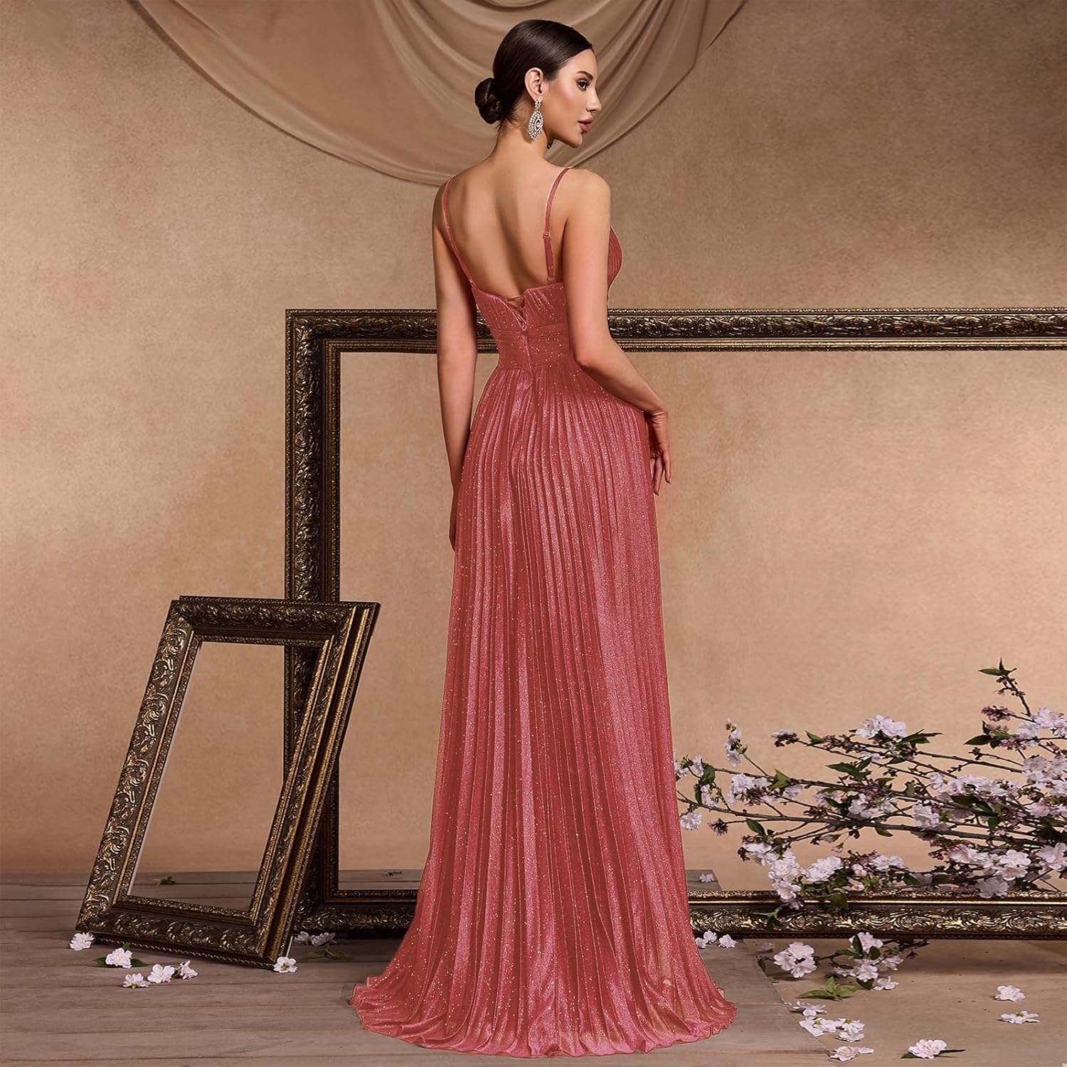 Sexy Backless Maxi Formal Dress for Women with Sequin, Sleeveless Pleated Evening Gowns for Wedding and Cocktail - Image 4