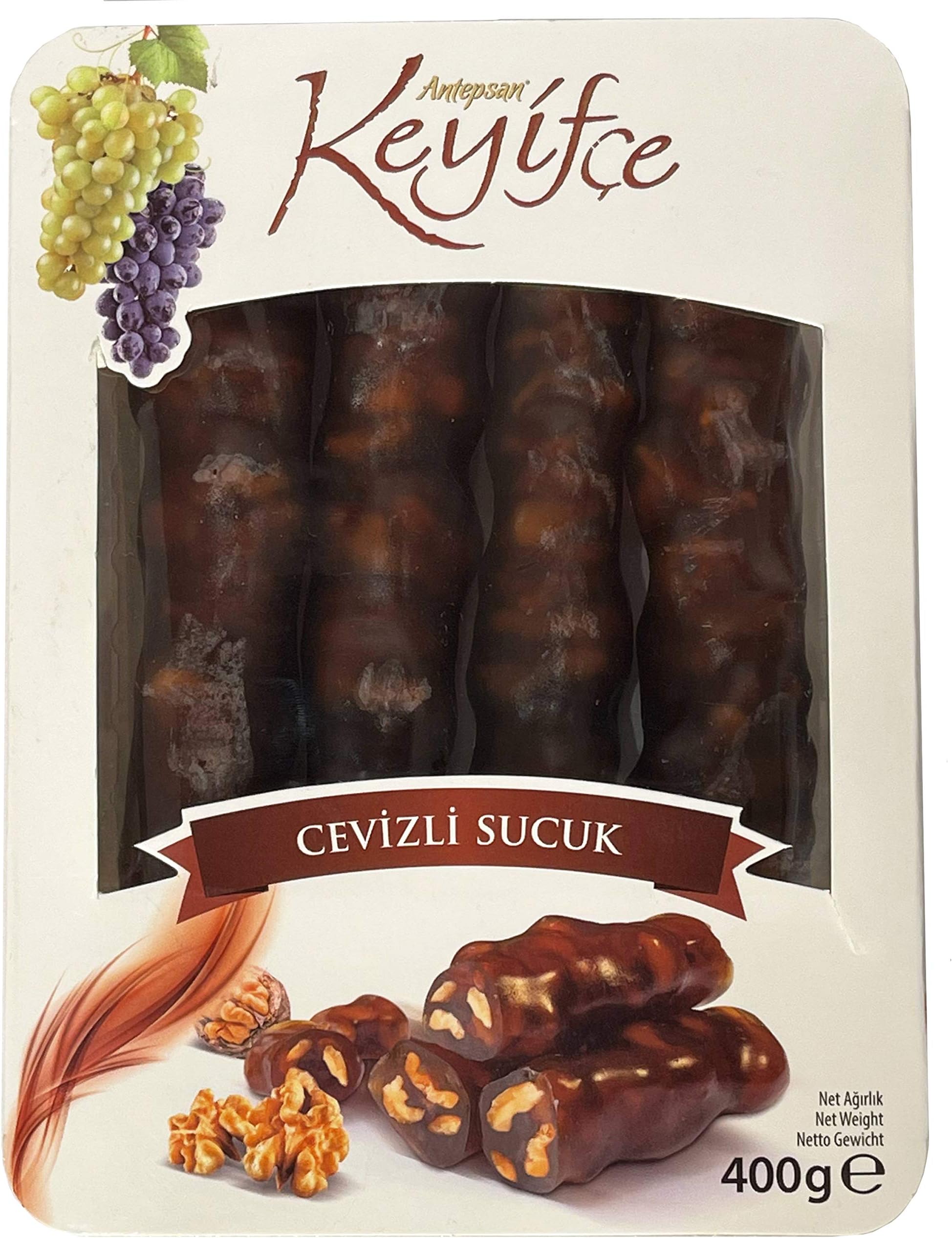 Keyifce Traditional Turkish Delights (Cevizli Sucuk Sweet Walnut Soujouk 14.1 OZ)