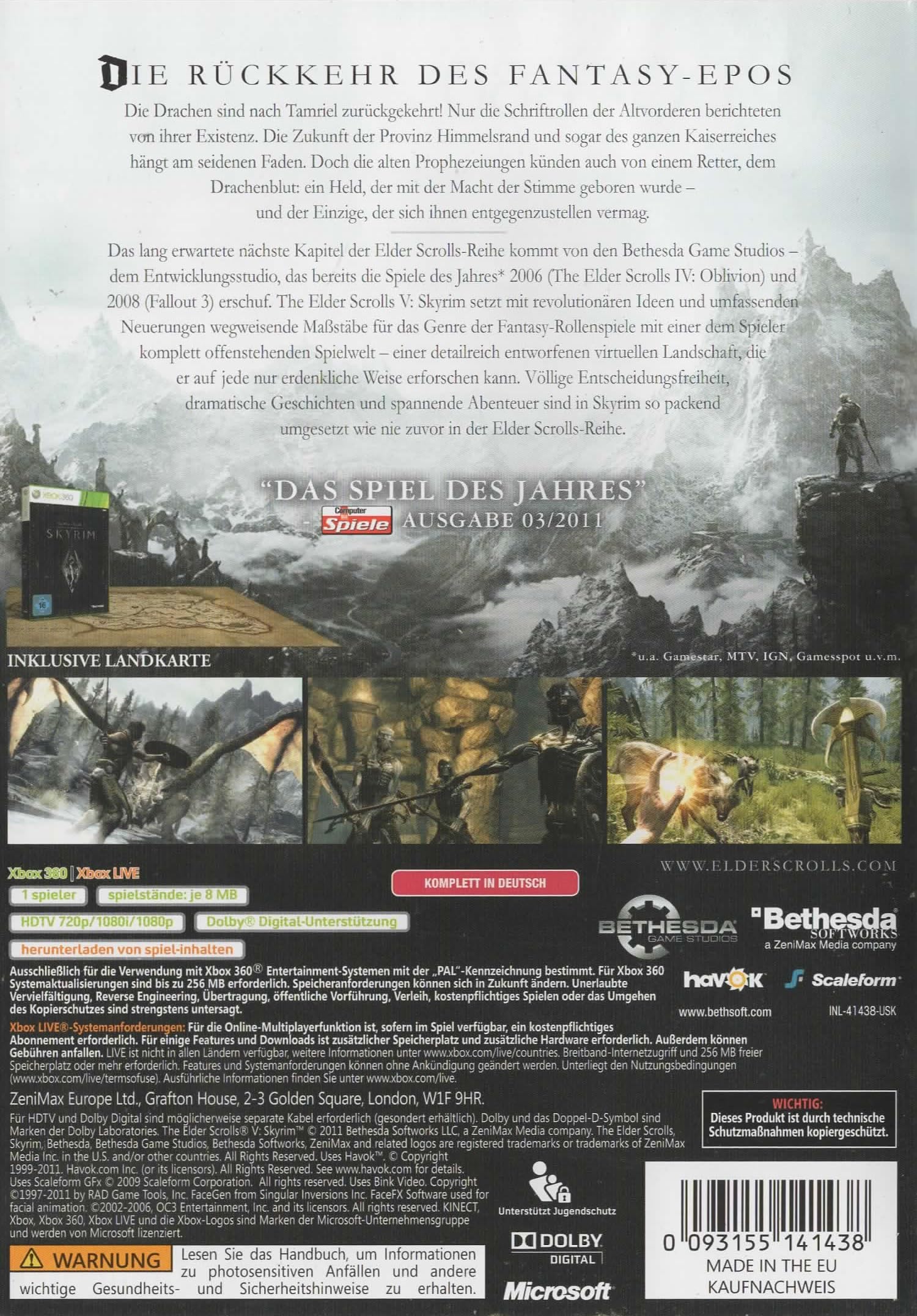 The Elder Scrolls V: Skyrim (Standard - Edition) - Xbox 360 - [Edizione: Germania]