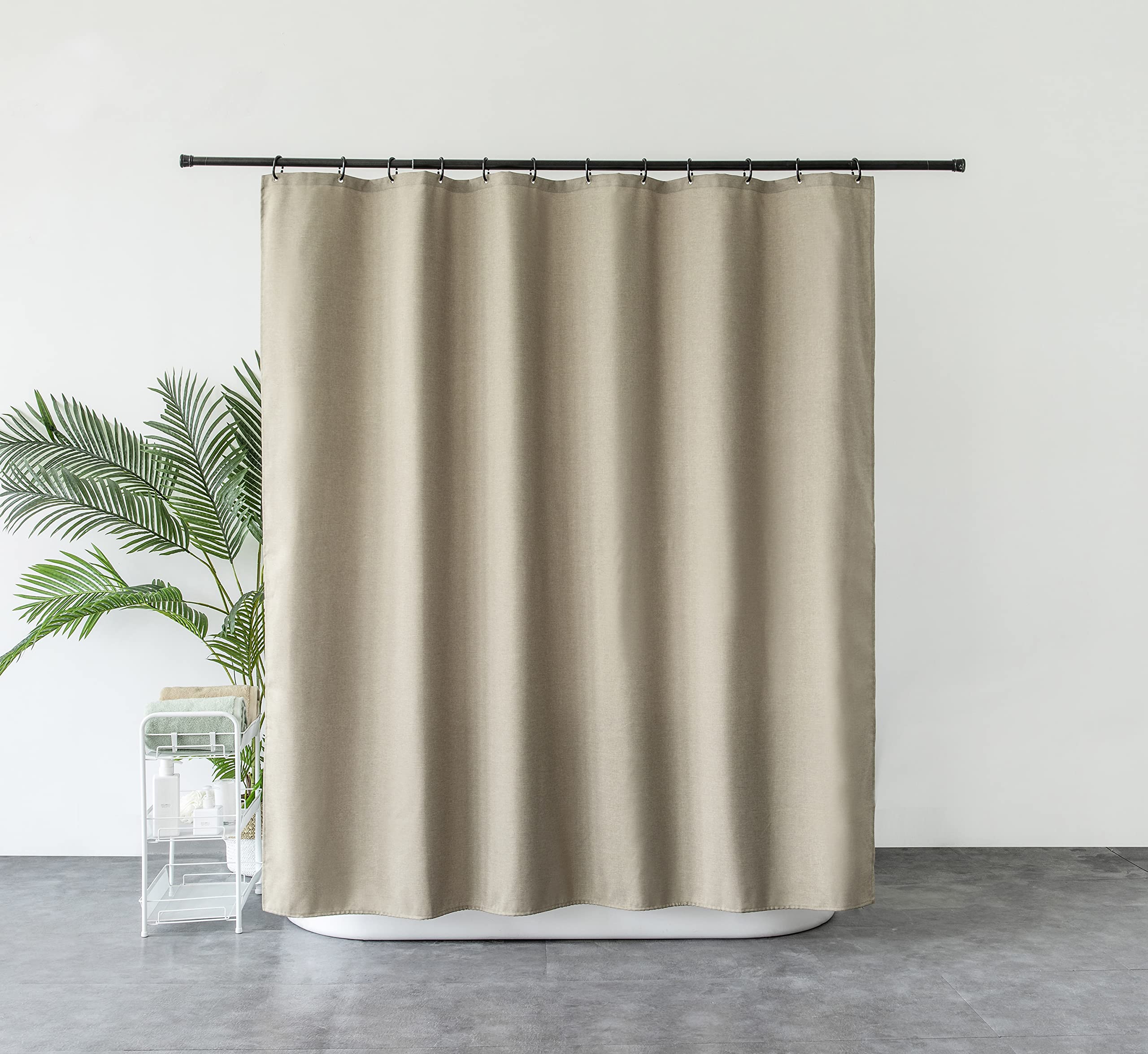 Top - Tenda da doccia in tessuto di lino, 240 x 200 cm, impermeabile, antimuffa, per bagno, caffè chiaro, 180 x 200 cm
