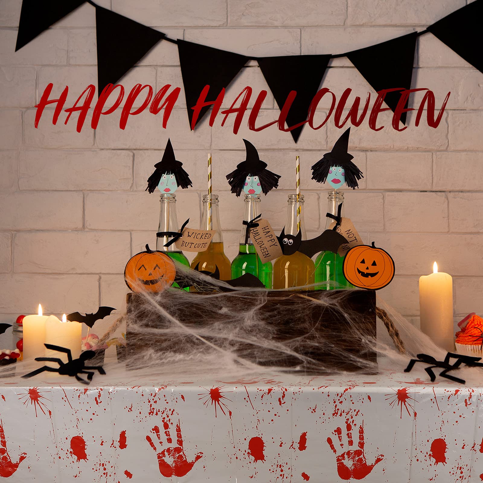 Newwiee 3 Stück Gruselige Halloween Blut Handabdrücke Tischdecken, 102 X 51 Zoll Blutige Zombie Tischdecke Halloween Party Supplies Spukdekoration Für Krankenhaus Zombie Halloween Party Dekorationen