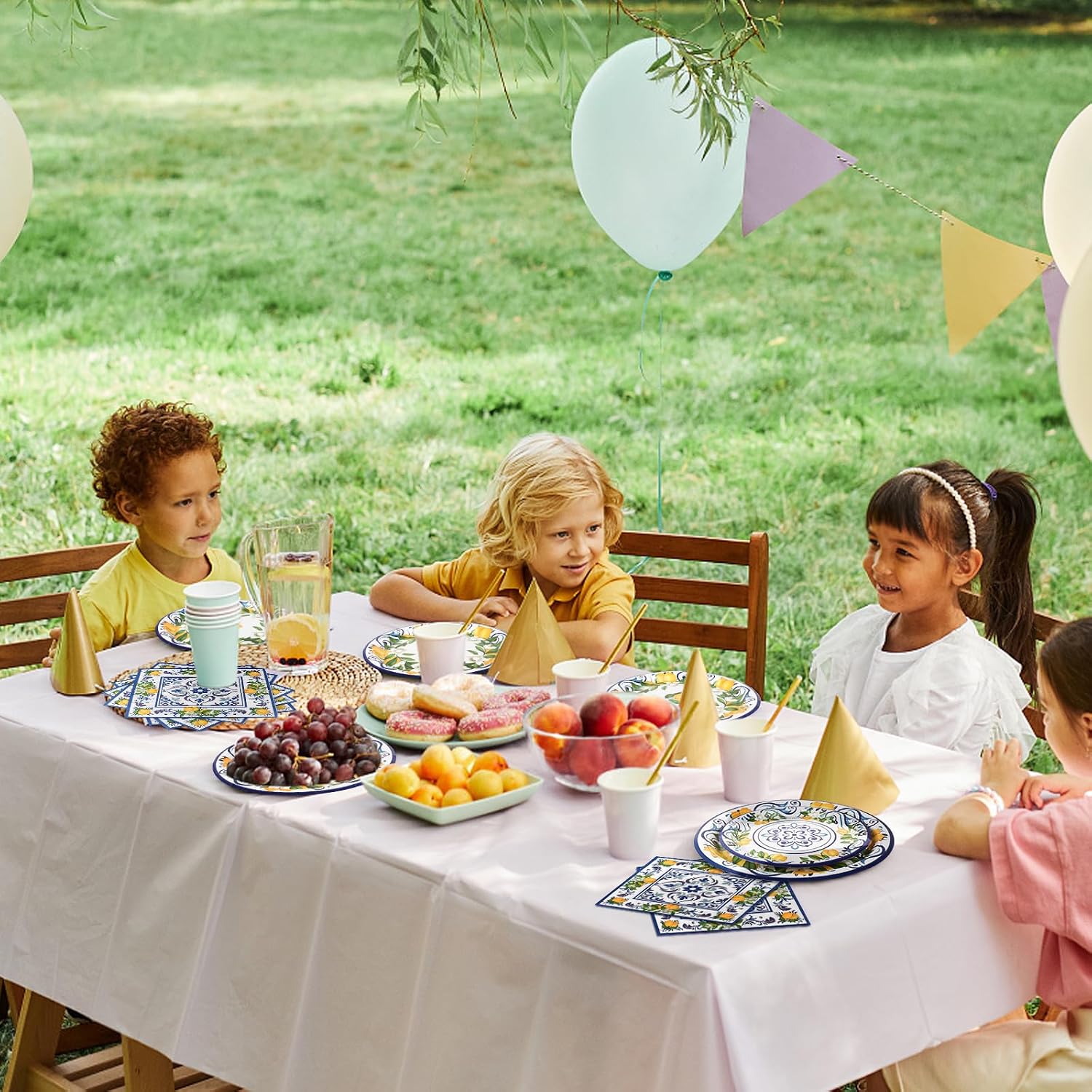 108Pcs Capri Lemon Party Plates Supplies Disposable Lemon Paper Plate and Napkins for Summer Party Capri Yellow Lemons Party Plates Supplies for Kids Birthday Baby Shower, Serves 36